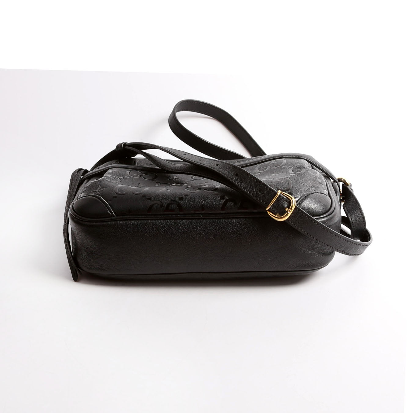 Gucci  GG Star Embossed Leather Small Shoulder Bag Black