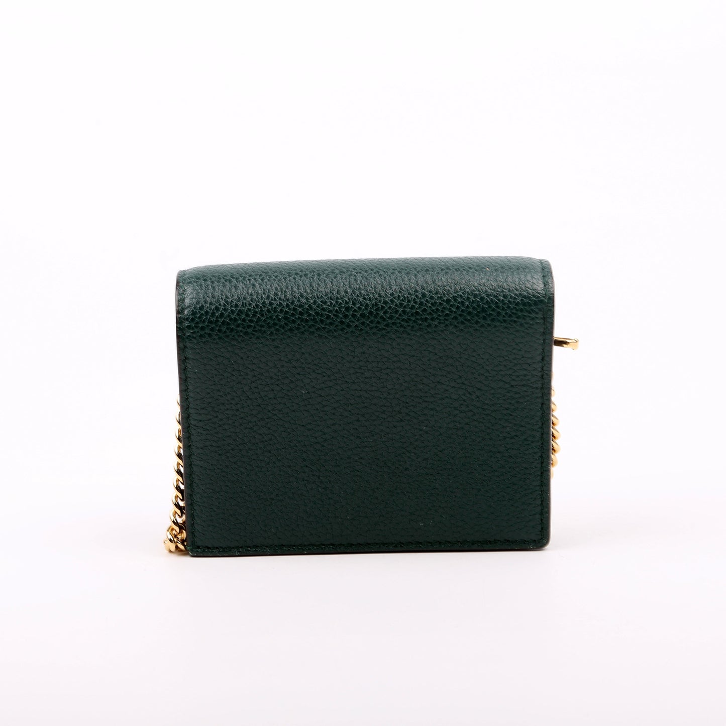 Gucci  Zumi Leather Card Case with Chain Green