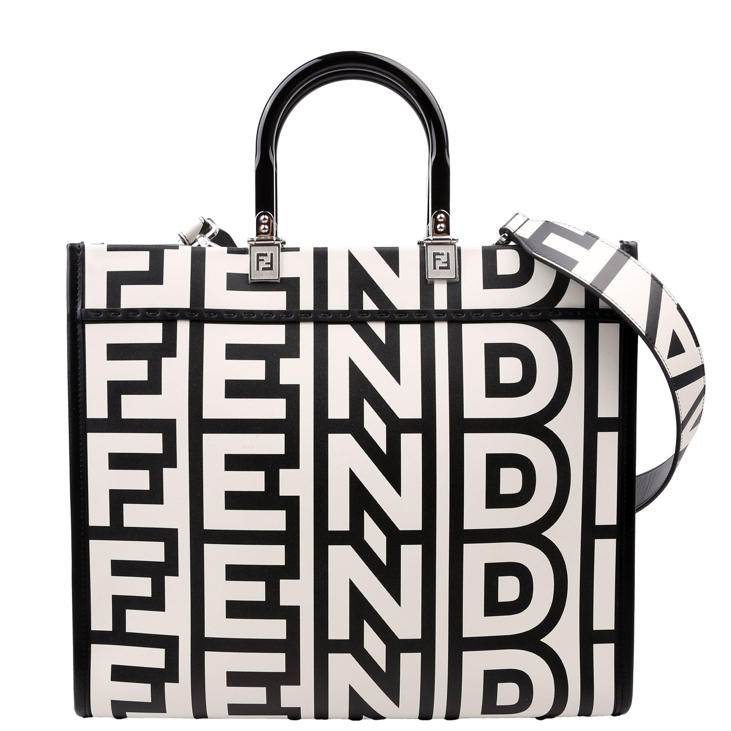 Fendi X Marc Jacobs Sunshine Shopper Medium Leather Black/White Bag