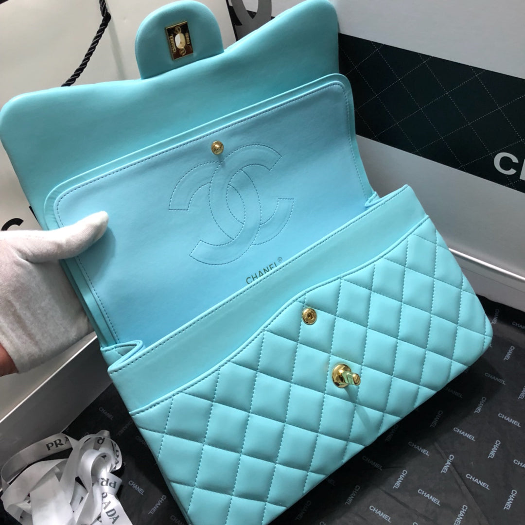 CHLLarge Classic Handbag Gold Hardware Blue For Women, Women’s Handbags, Shoulder Bags 11.8in/30cm
