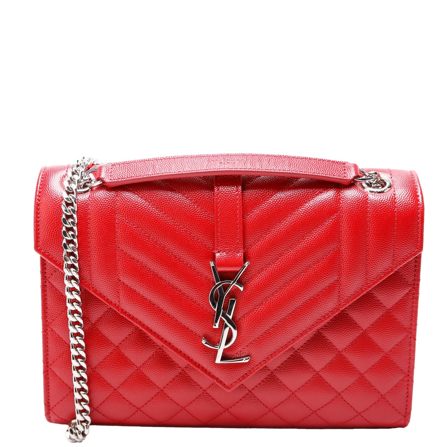 Saint Laurent Envelope Medium Tri-Quilt 600185/487206 Red Bag