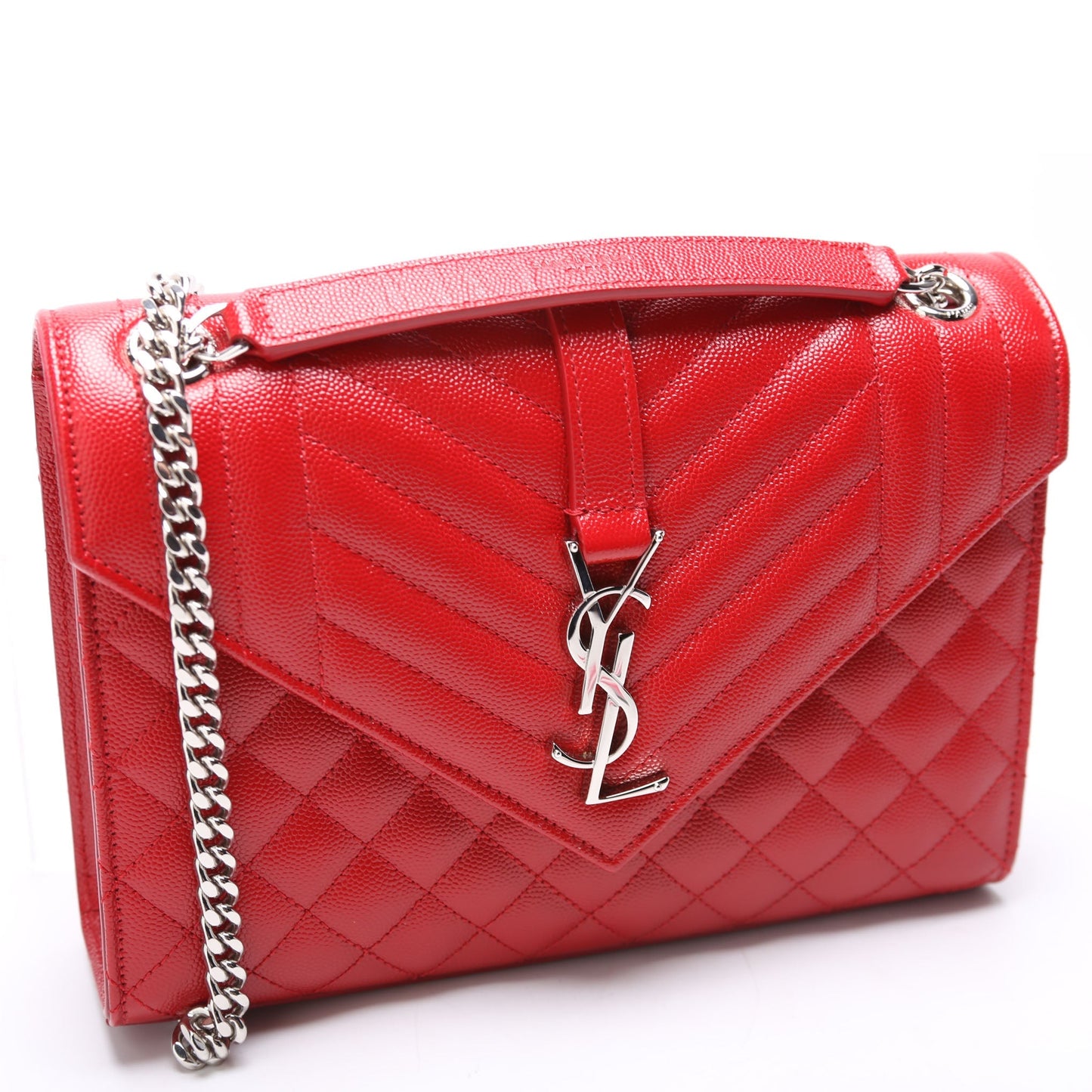 Saint Laurent Envelope Medium Tri-Quilt 600185/487206 Red Bag
