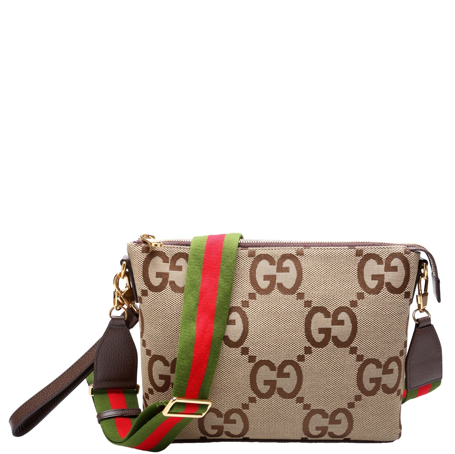 Gucci 699130 Jumbo GG Messenger Brown, Red, Green and Gold Bag