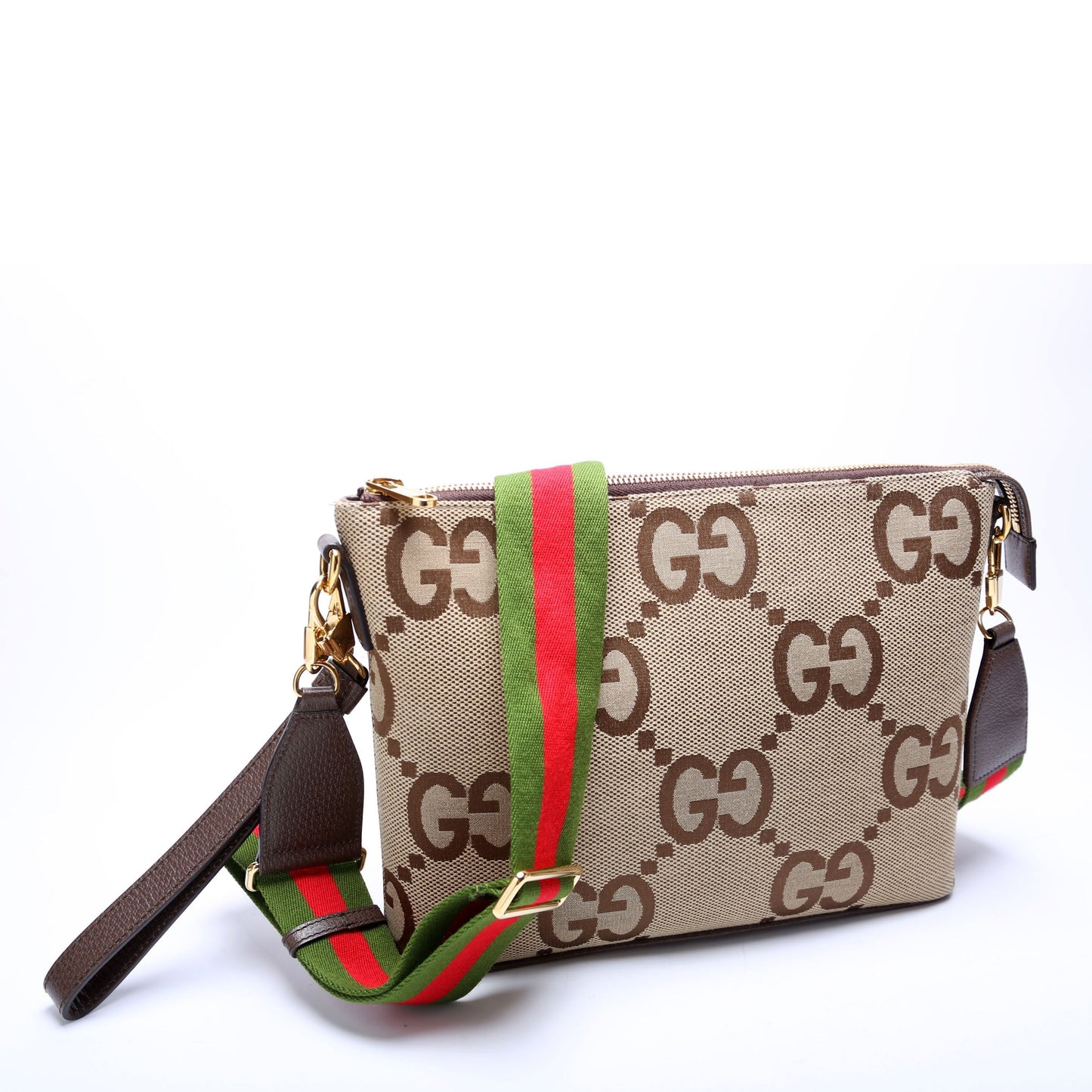 Gucci 699130 Jumbo GG Messenger Brown, Red, Green and Gold Bag