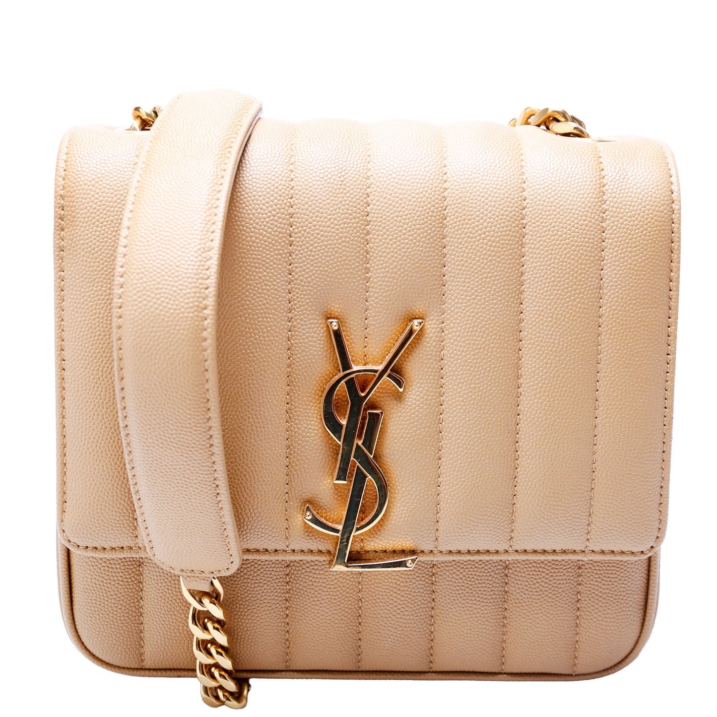 Saint Laurent Vicky Chain Medium Grain De Poudre 532612 Camel Bag
