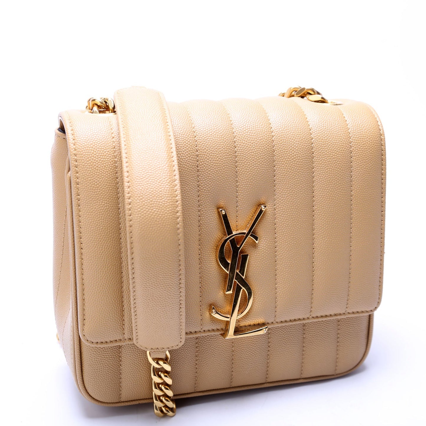 Saint Laurent Vicky Chain Medium Grain De Poudre 532612 Camel Bag