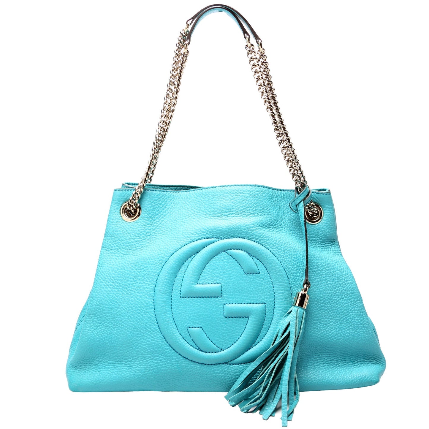 Gucci 308982 Soho Leather Shoulder Medium Teal Bag