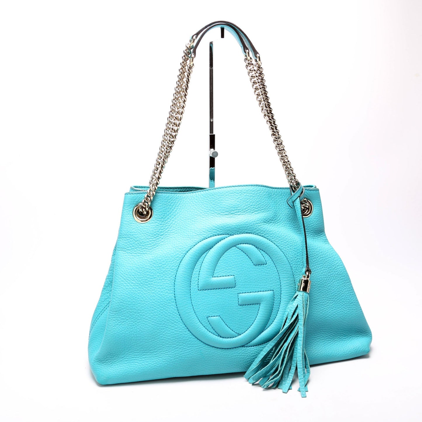 Gucci 308982 Soho Leather Shoulder Medium Teal Bag