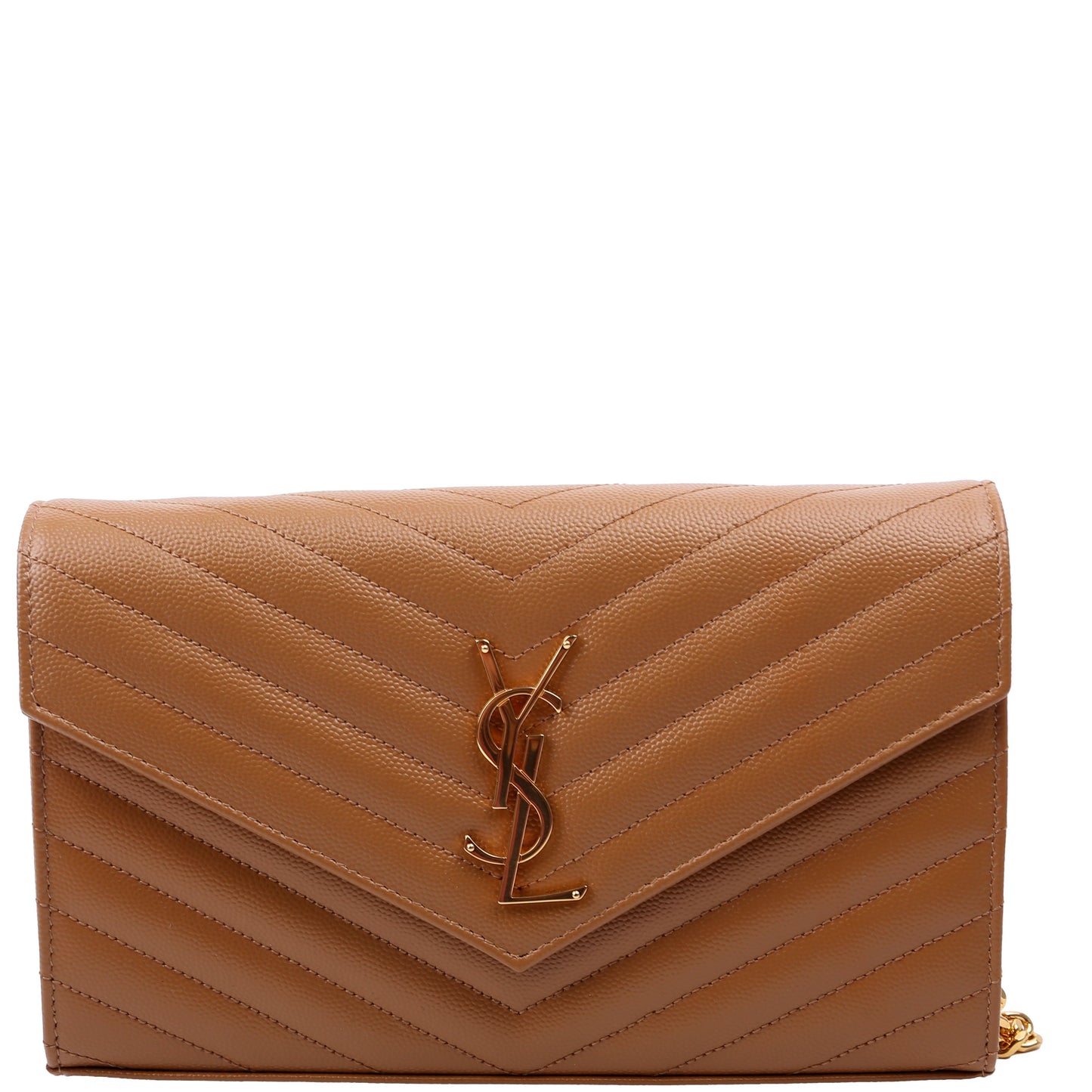 Saint Laurent Grain De Poudre Chain Wallet 377828 Brown Bag