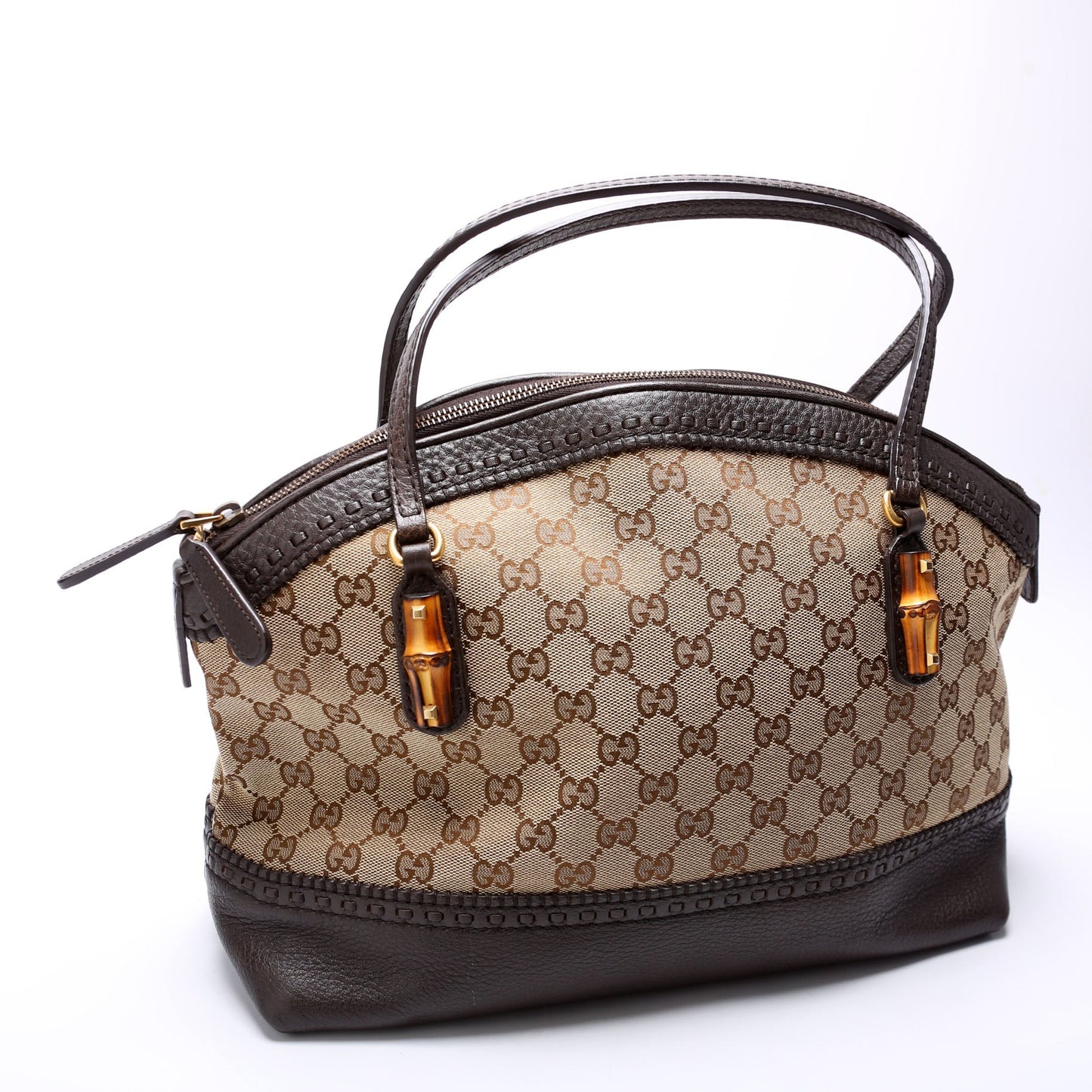 Gucci 339002 GG Bamboo Canvas Shoulder Bag