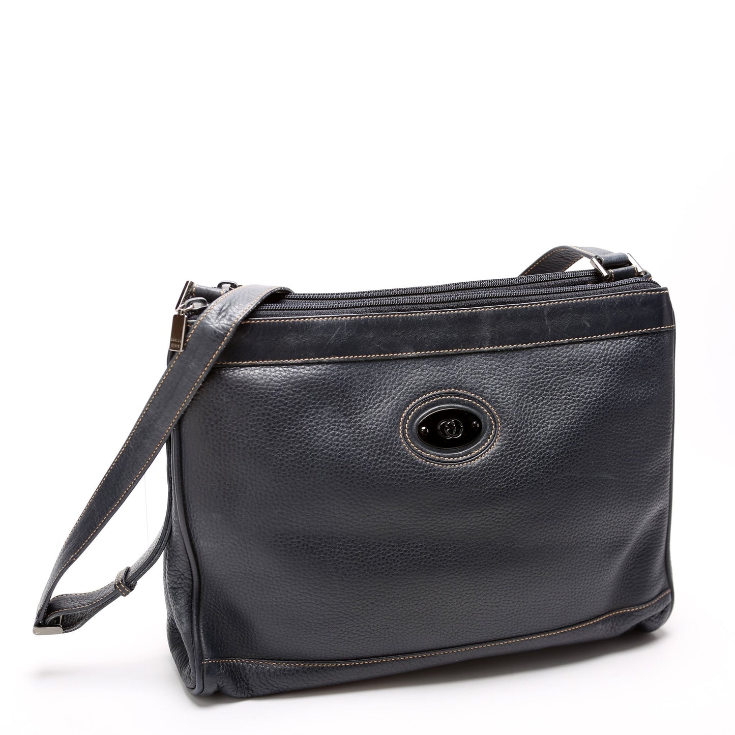 Gucci 001 110 Interlocking G Calfskin Shoulder   Navy Bag