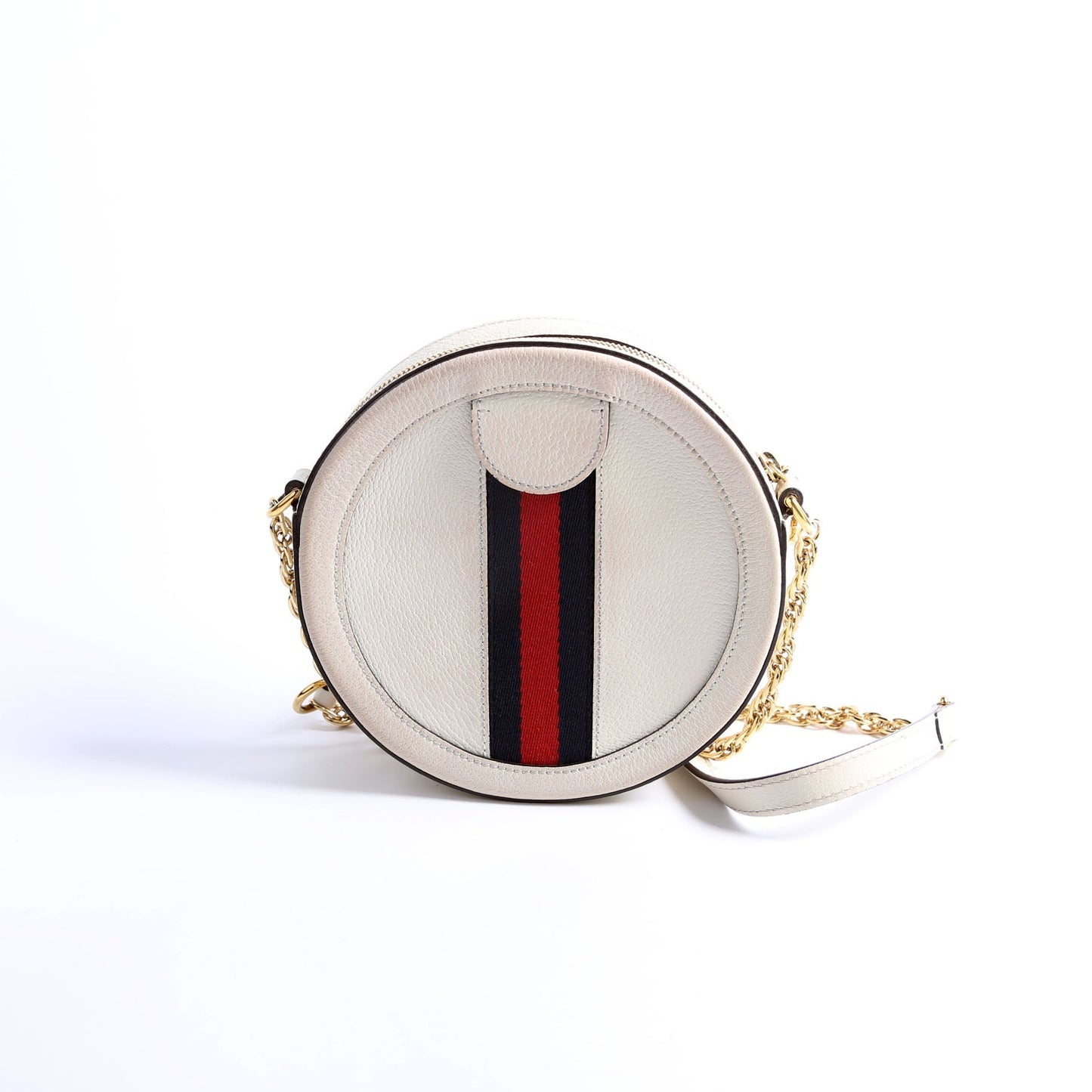 Gucci 550618 Ophidia Leather Round Small Crossbody White Bag