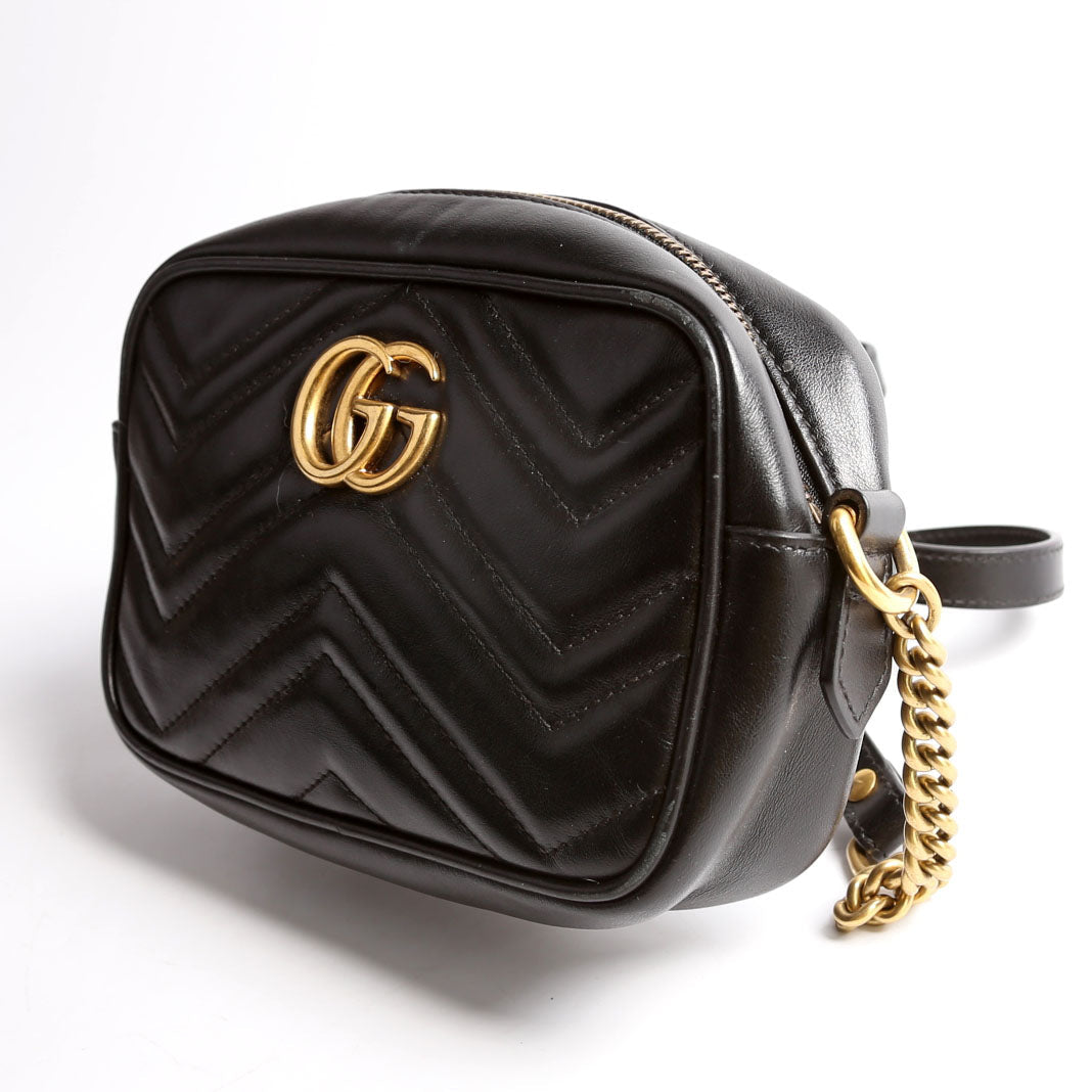 Gucci 448065 Marmont Mini Camera Black Bag