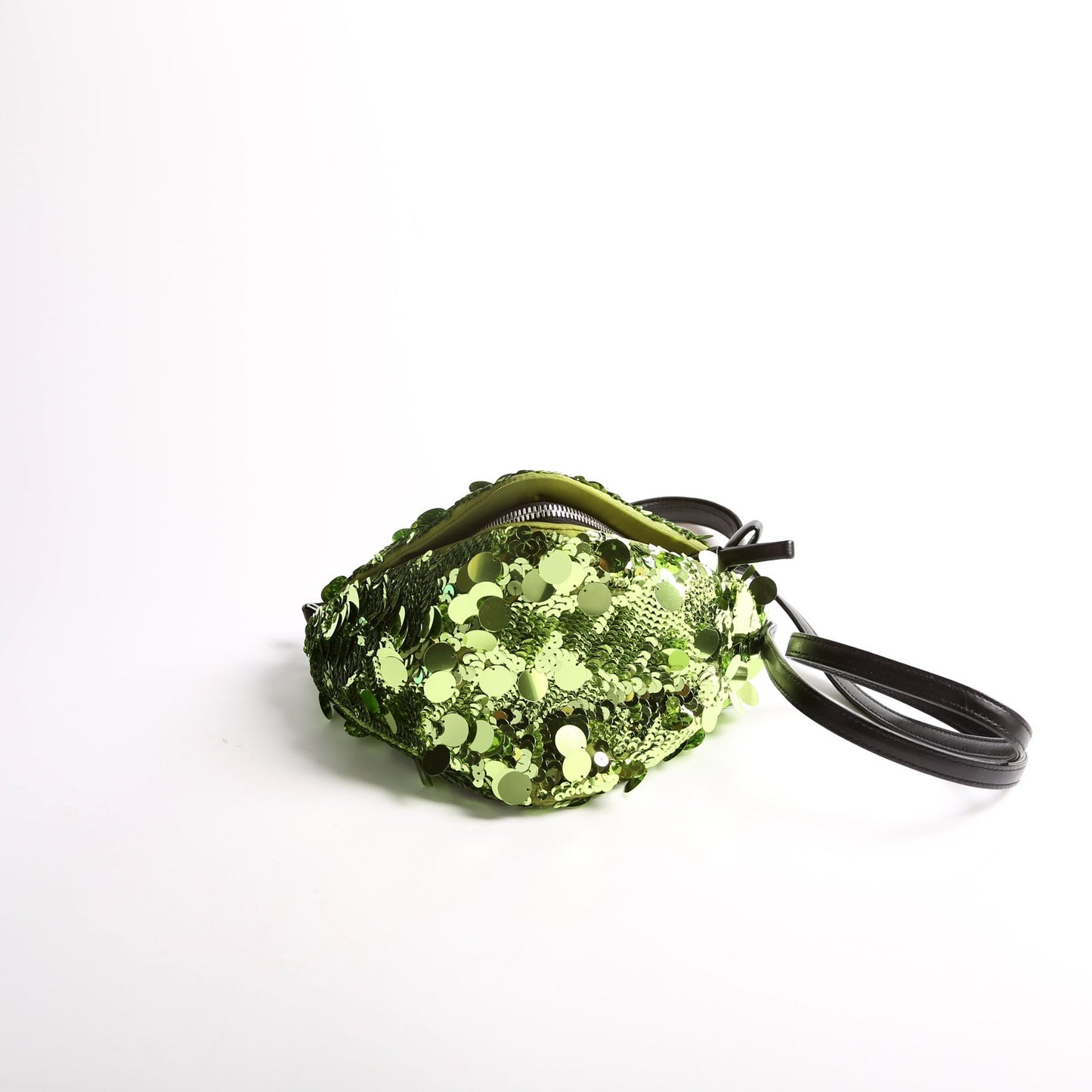 Prada 1BA315 Paillettes Triangle Crossbody Green Bag