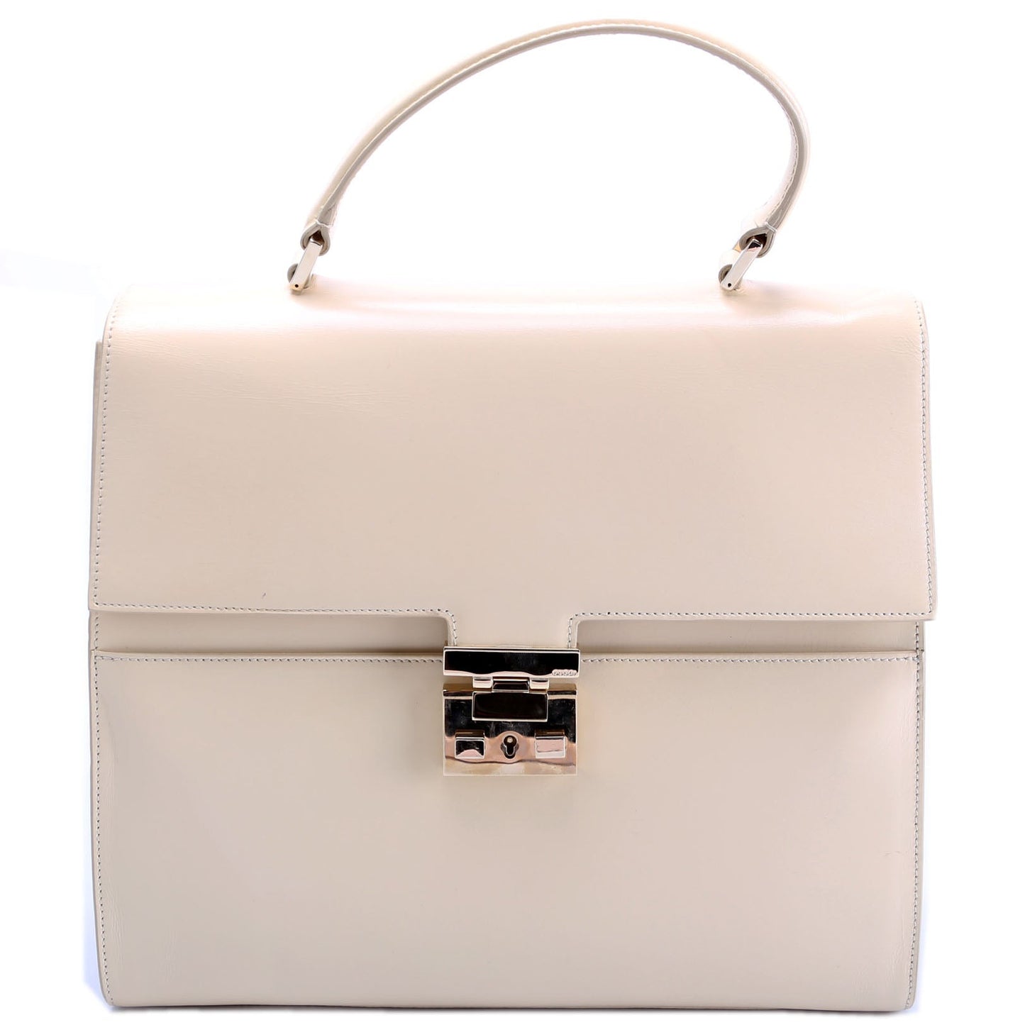 Gucci 001-0857 Leather Lady Lock Top Handle   Beige Bag