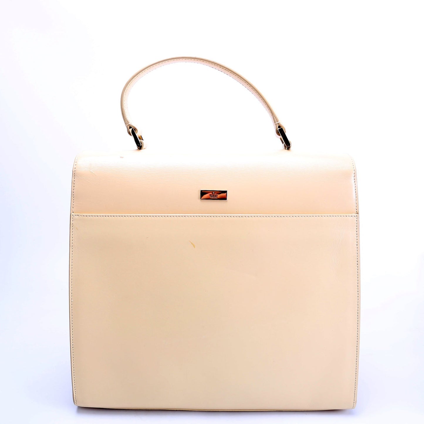 Gucci 001-0857 Leather Lady Lock Top Handle   Beige Bag