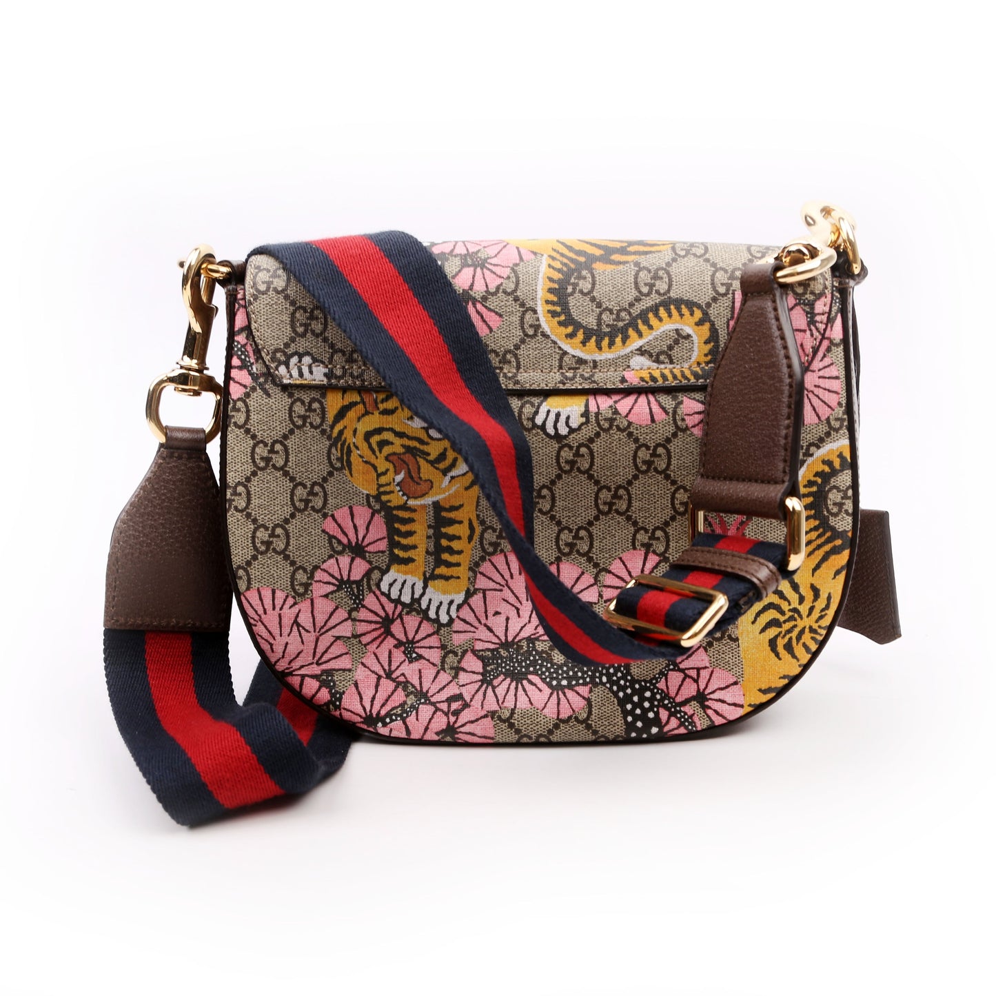 Gucci 453189 GG Supreme Bengal Padlock Medium Messenger Brown Bag