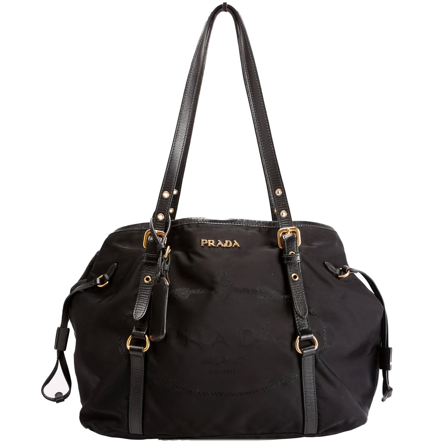 Prada Logo To   Nylon/Saffiano Black Bag