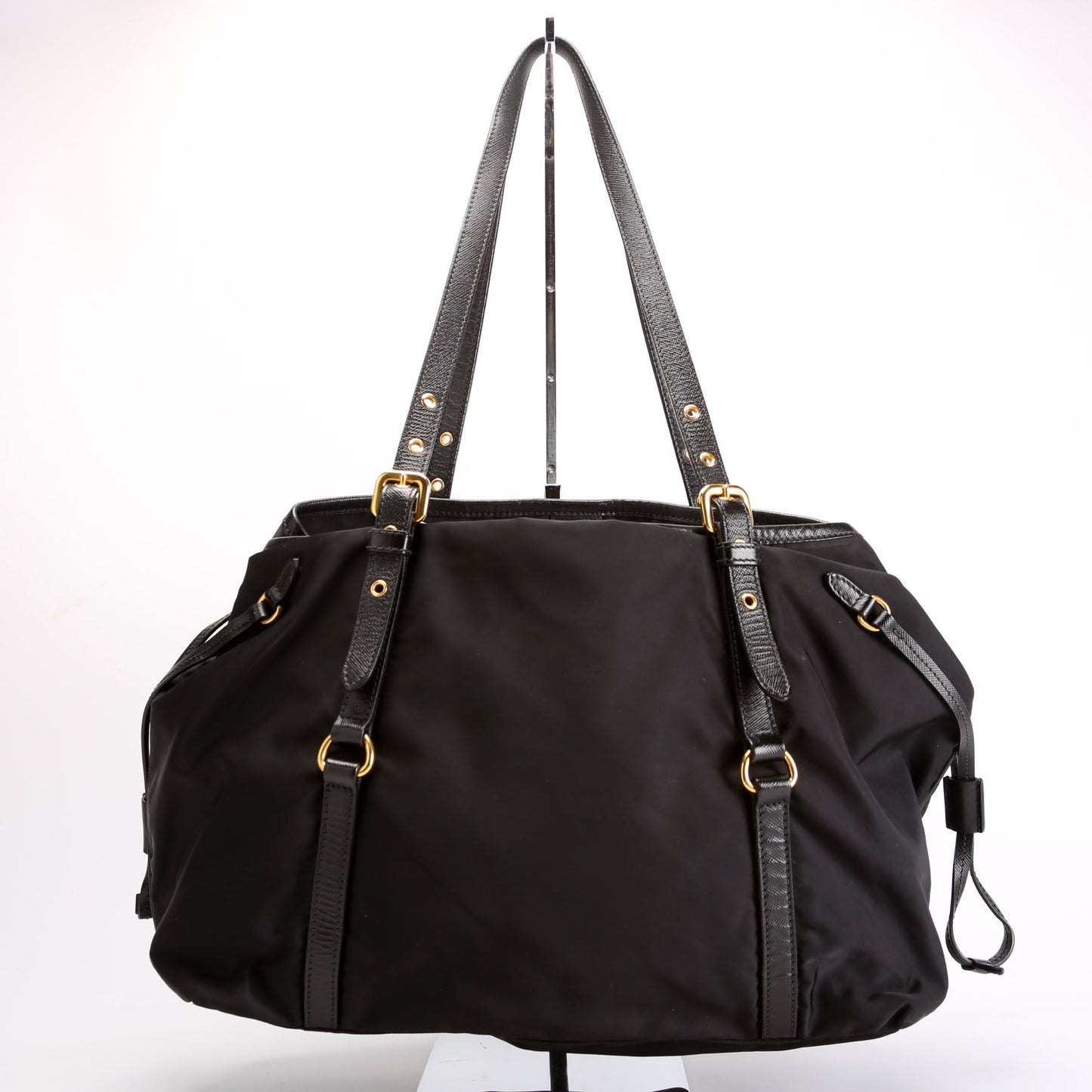 Prada Logo To   Nylon/Saffiano Black Bag