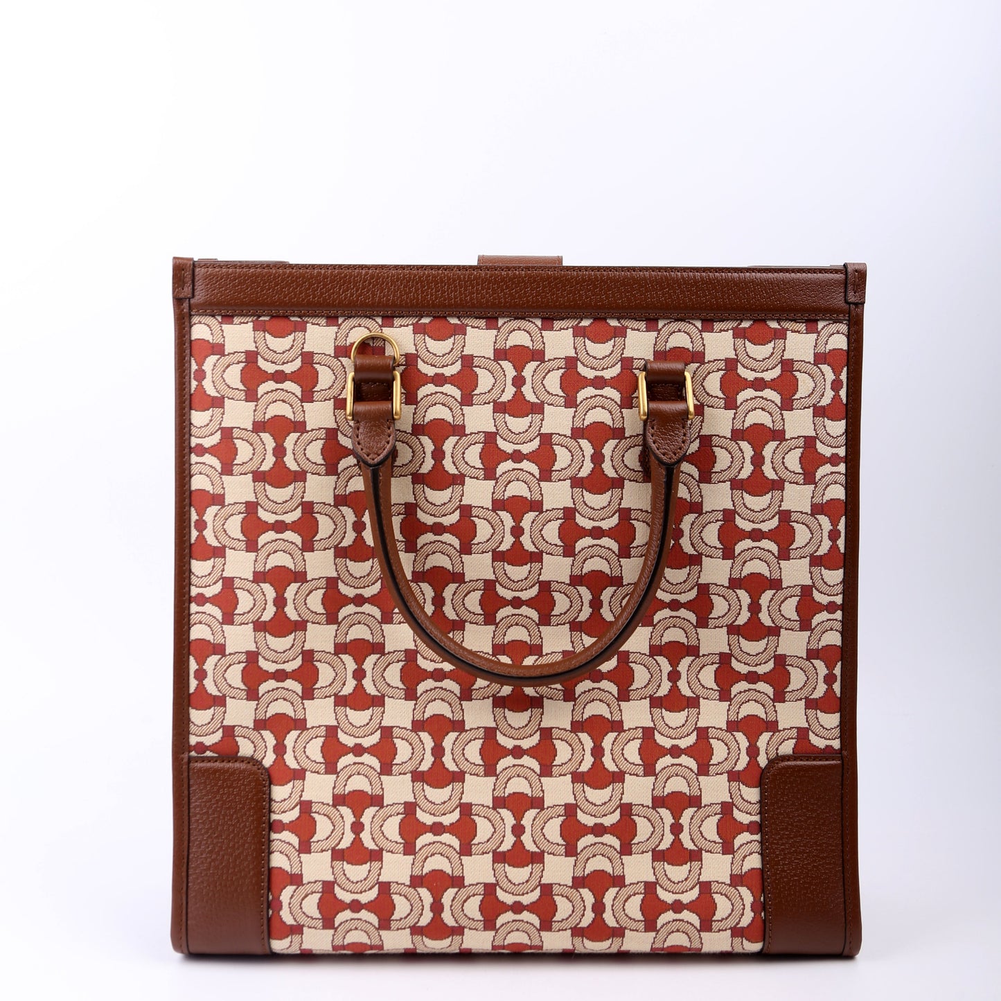 Gucci 752586 Interlocking G Jacquard Horsebit Tote Brown Bag