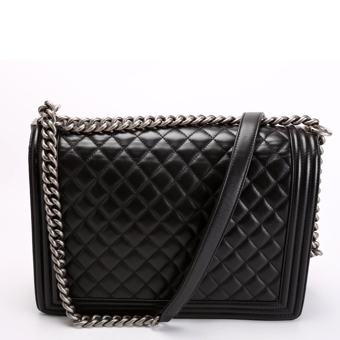 Chanel Boy Flap Large Lambskin Black/Silver Bag
