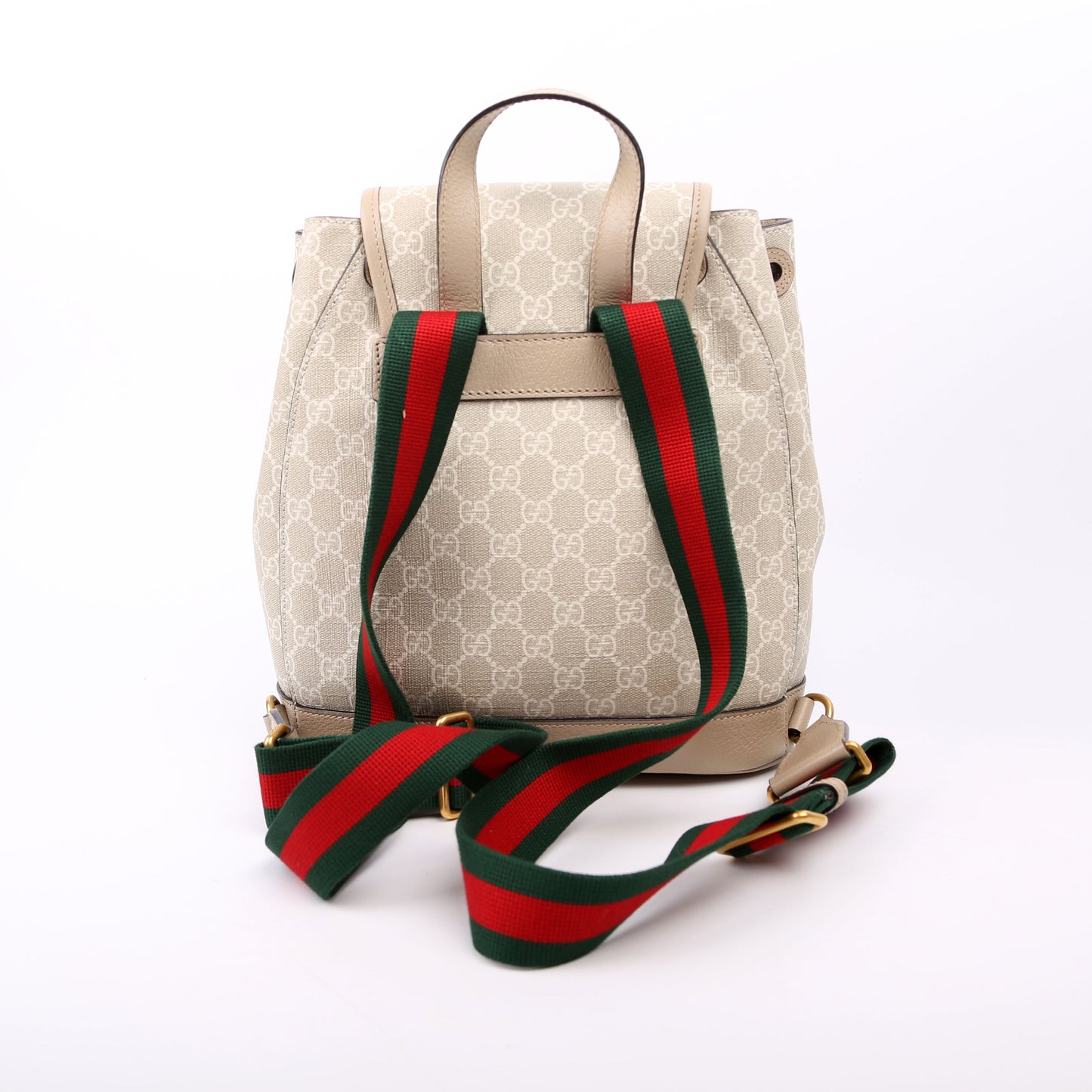 Gucci 674147 GG Supreme Buckle Backpack Beige Bag
