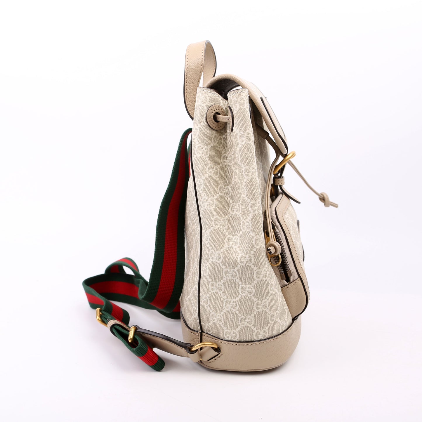 Gucci 674147 GG Supreme Buckle Backpack Beige Bag