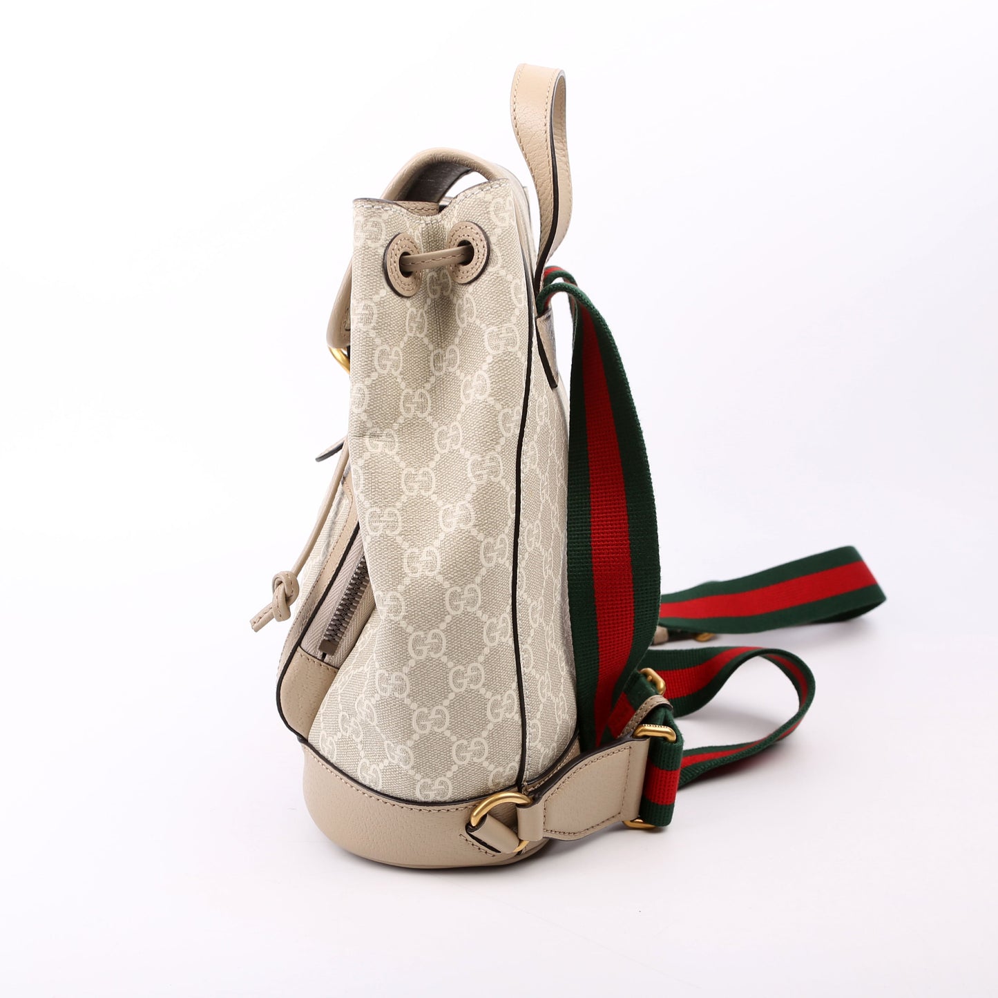Gucci 674147 GG Supreme Buckle Backpack Beige Bag