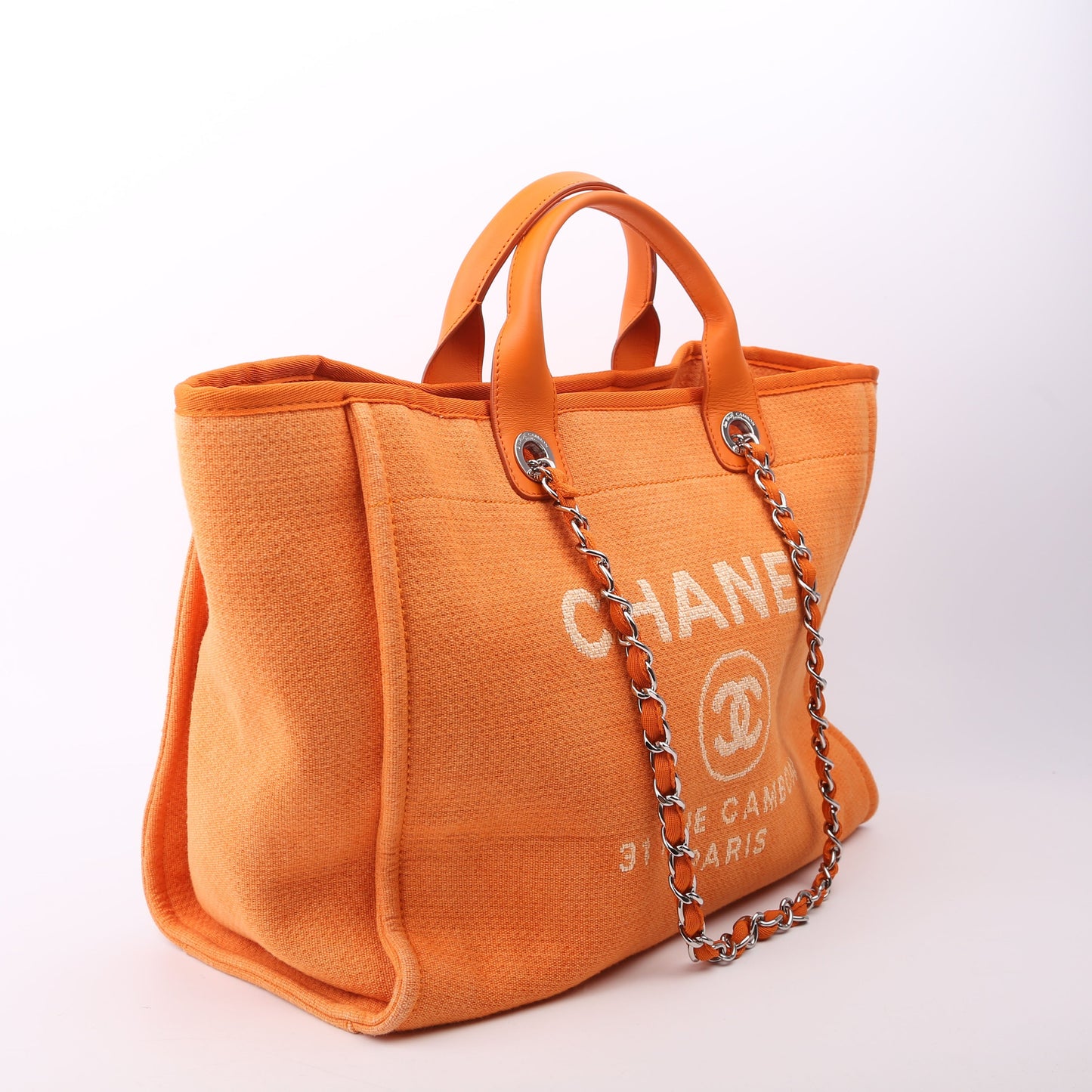 Chanel Deauville Medium Mixed Fibers 20M Orange Bag