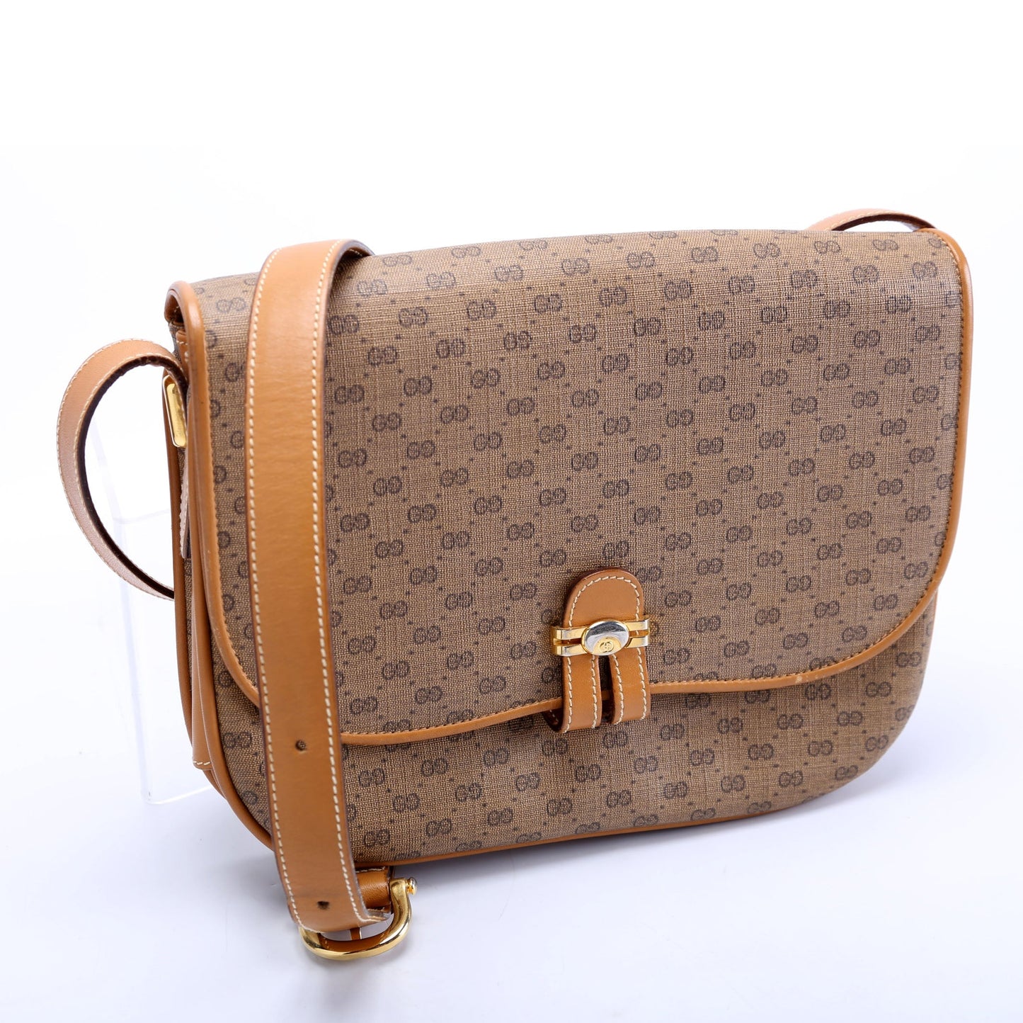 Gucci 001.406.1780 GG Micro Canvas Shoulder   Brown Bag