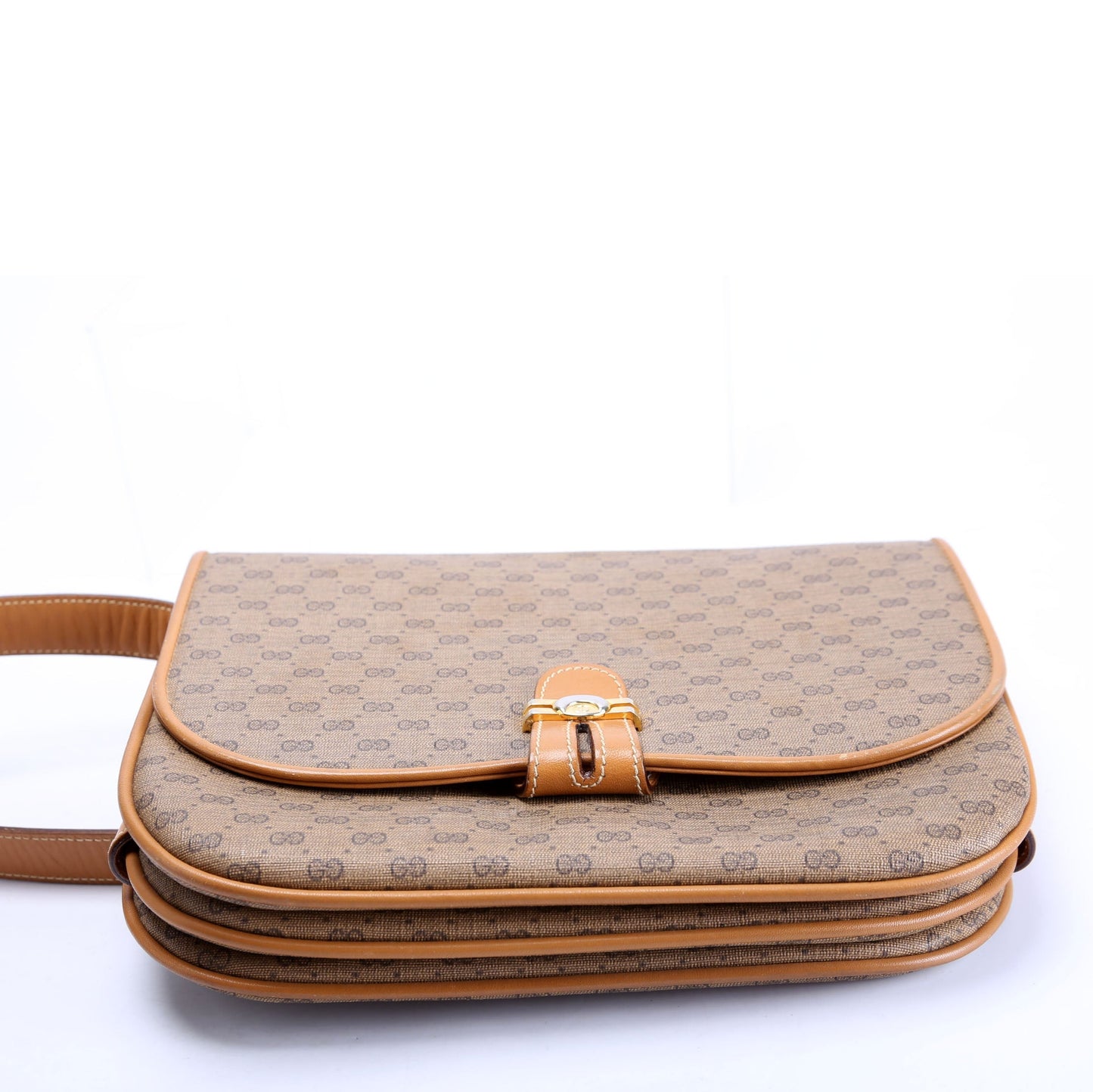 Gucci 001.406.1780 GG Micro Canvas Shoulder   Brown Bag