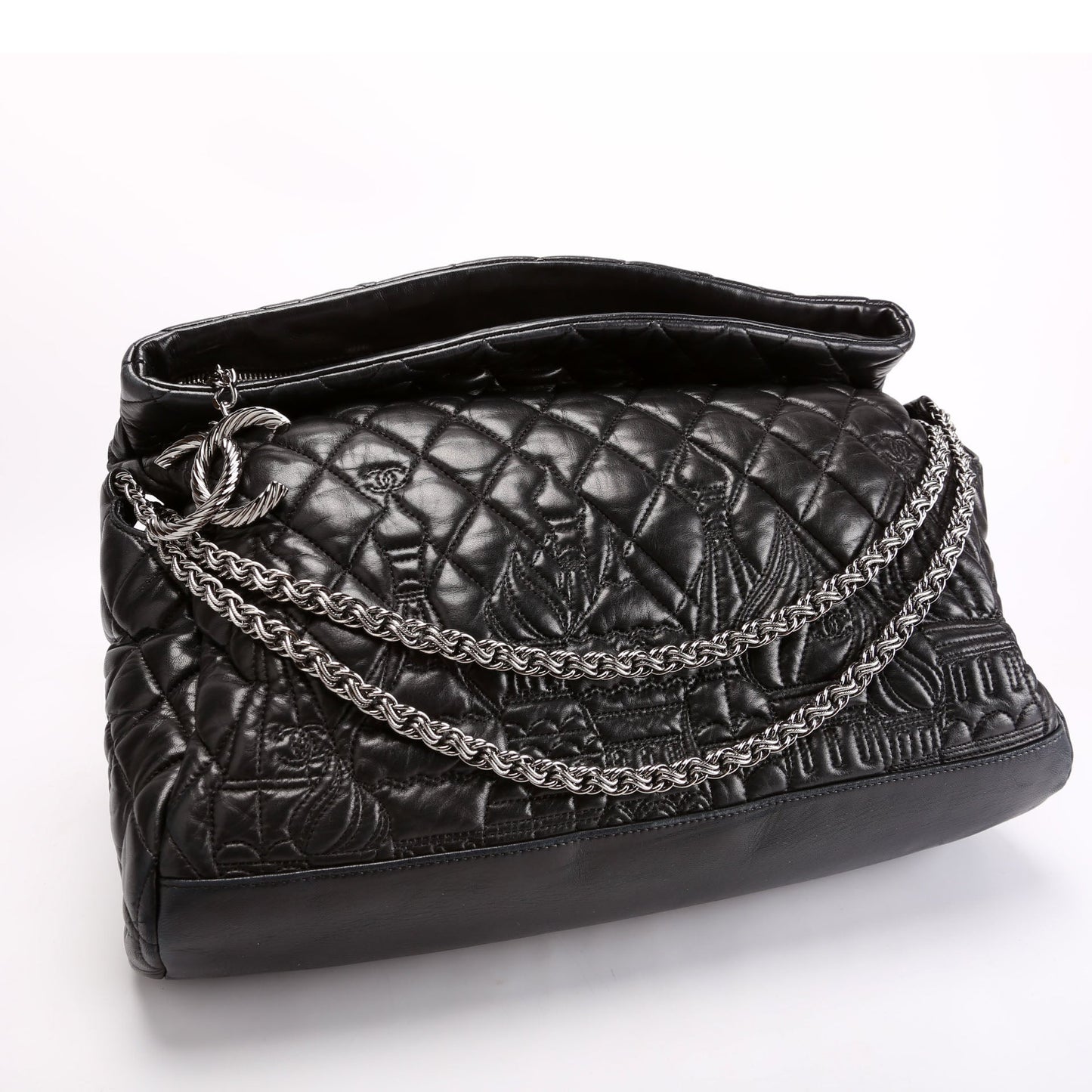 Chanel Paris-Moscow Red Square Kremlin Fold-Over Large Lambskin 12M Black Bag