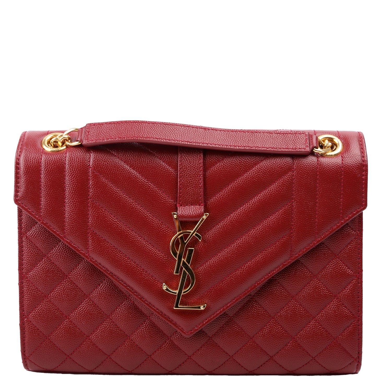 Saint Laurent Envelope Medium Tri-Quilt Maroon Bag