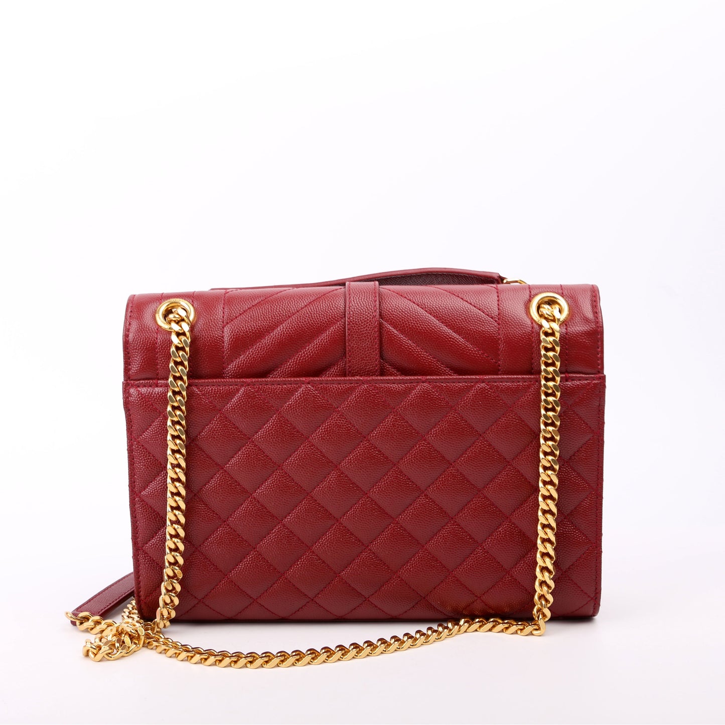 Saint Laurent Envelope Medium Tri-Quilt Maroon Bag