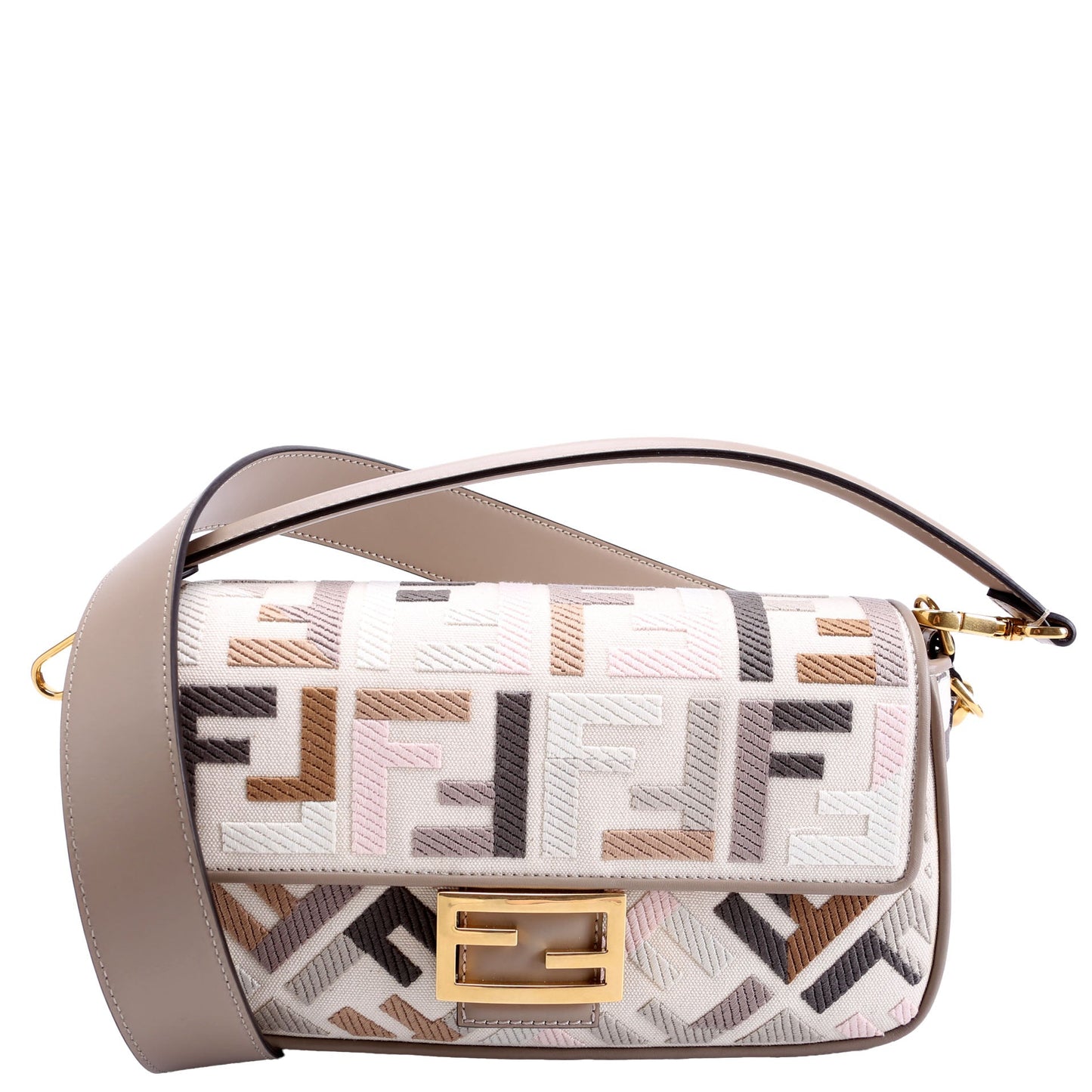 Fendi 8BR600 FF Jacquarduette Taupe/Multicolor Bag