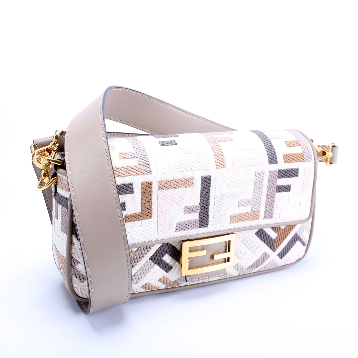 Fendi 8BR600 FF Jacquarduette Taupe/Multicolor Bag