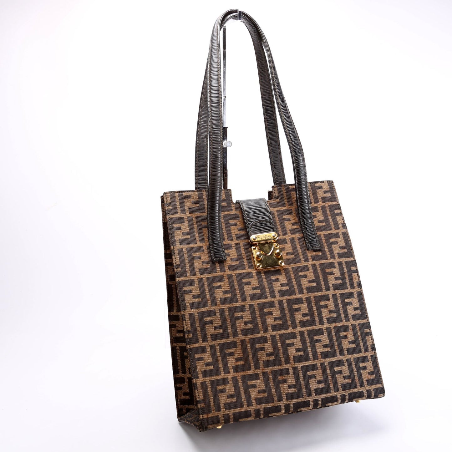 Fendi FF Zucca Vertical Tote   Brown/Black Bag