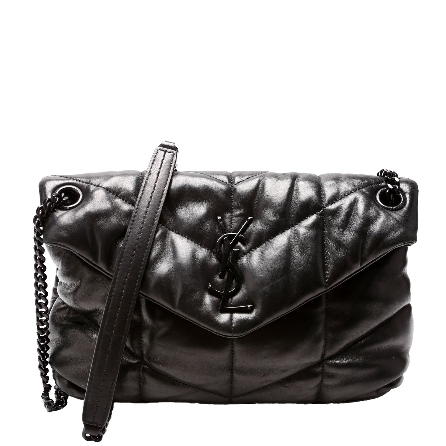 Saint Laurent Puffer Quilted Small Lambskin 577476 Black Bag