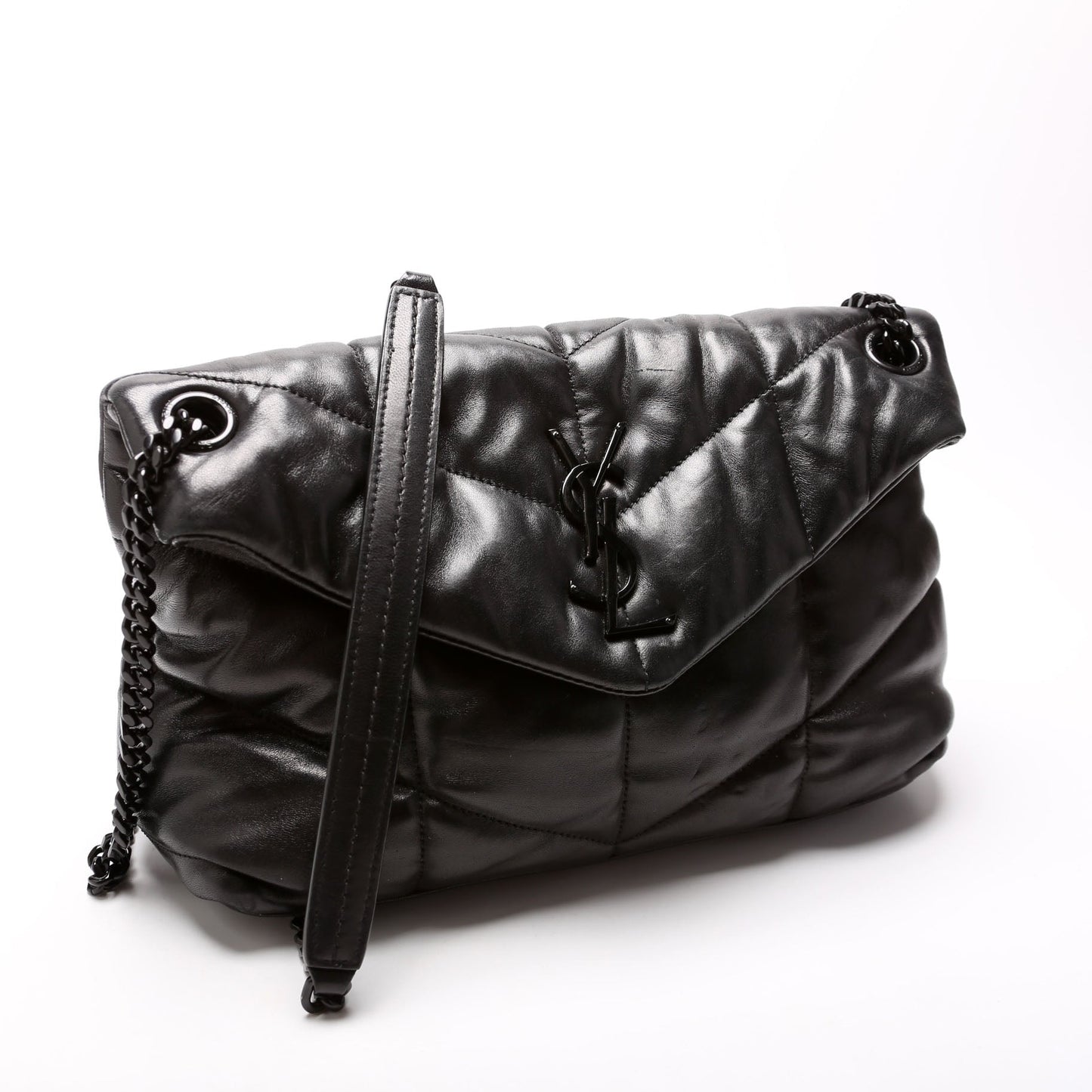 Saint Laurent Puffer Quilted Small Lambskin 577476 Black Bag