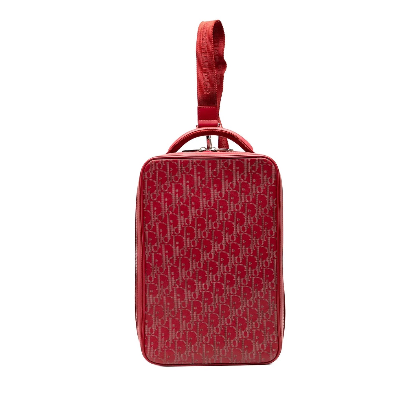 Red Dior Oblique Perforated Calfskin Galaxy World Tour Shoe Case Satchel