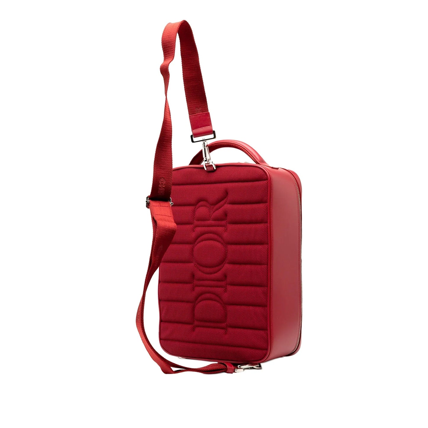 Red Dior Oblique Perforated Calfskin Galaxy World Tour Shoe Case Satchel