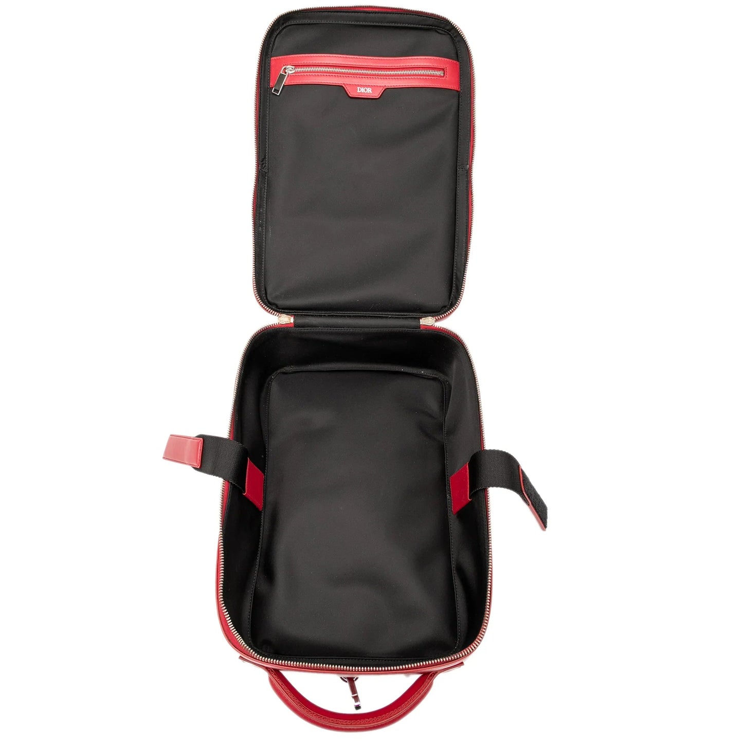 Red Dior Oblique Perforated Calfskin Galaxy World Tour Shoe Case Satchel
