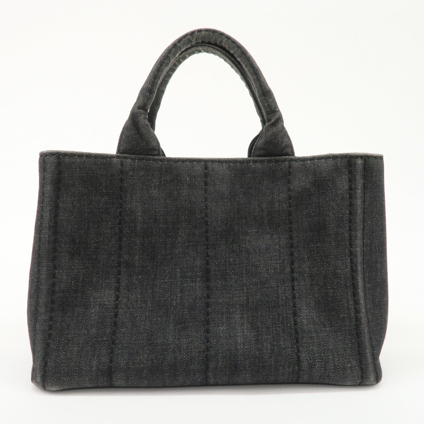 PRADA Logo Canapa Mini Denim 2Way Tote Bag Gray Gold HDW 1BG439  d