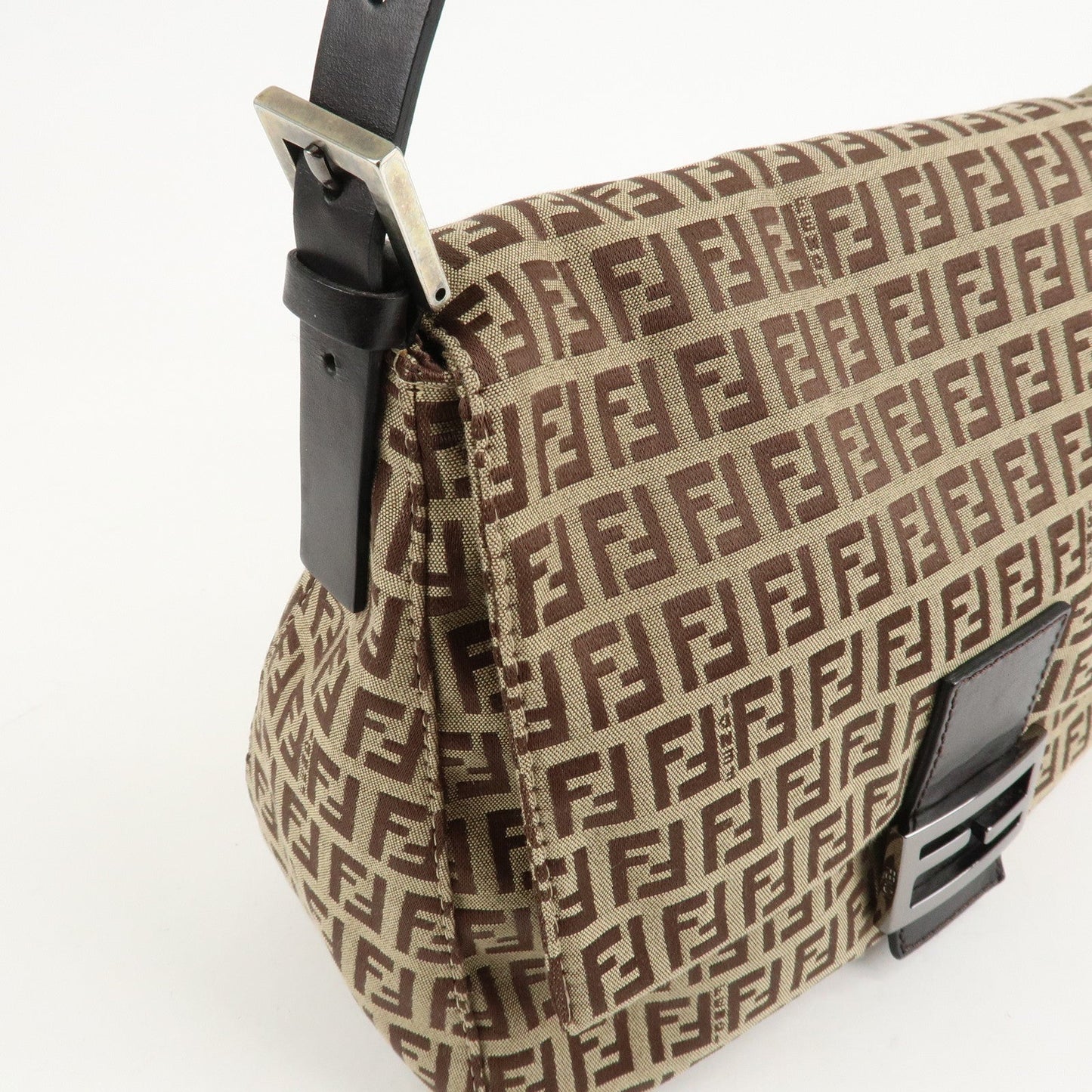 FENDI Zucchino Canvas Leather Mamma Bucket Shoulder Bag 8BR001  d