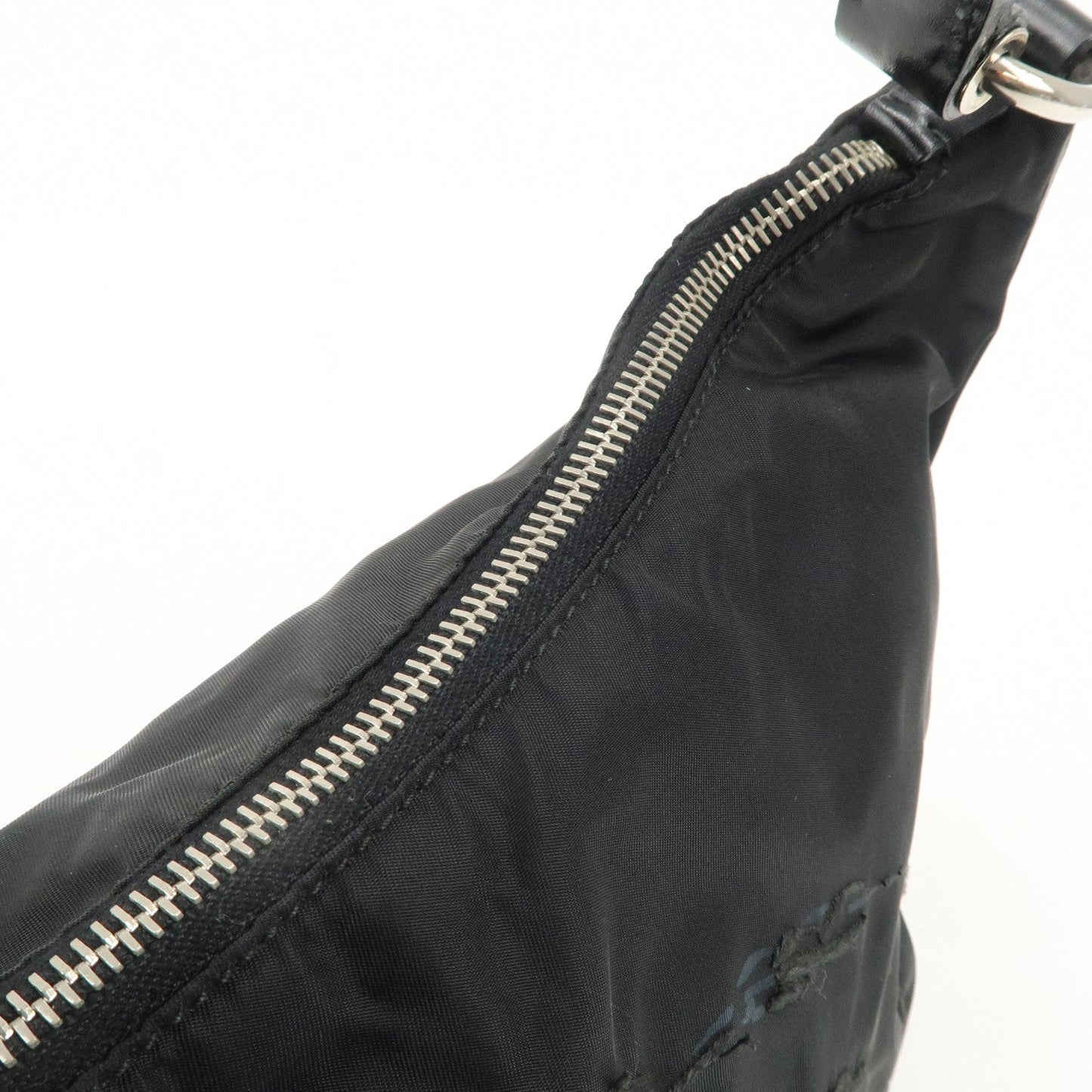 PRADA Nylon Leather Embroidery Shoulder Bag Hand Bag Black  d
