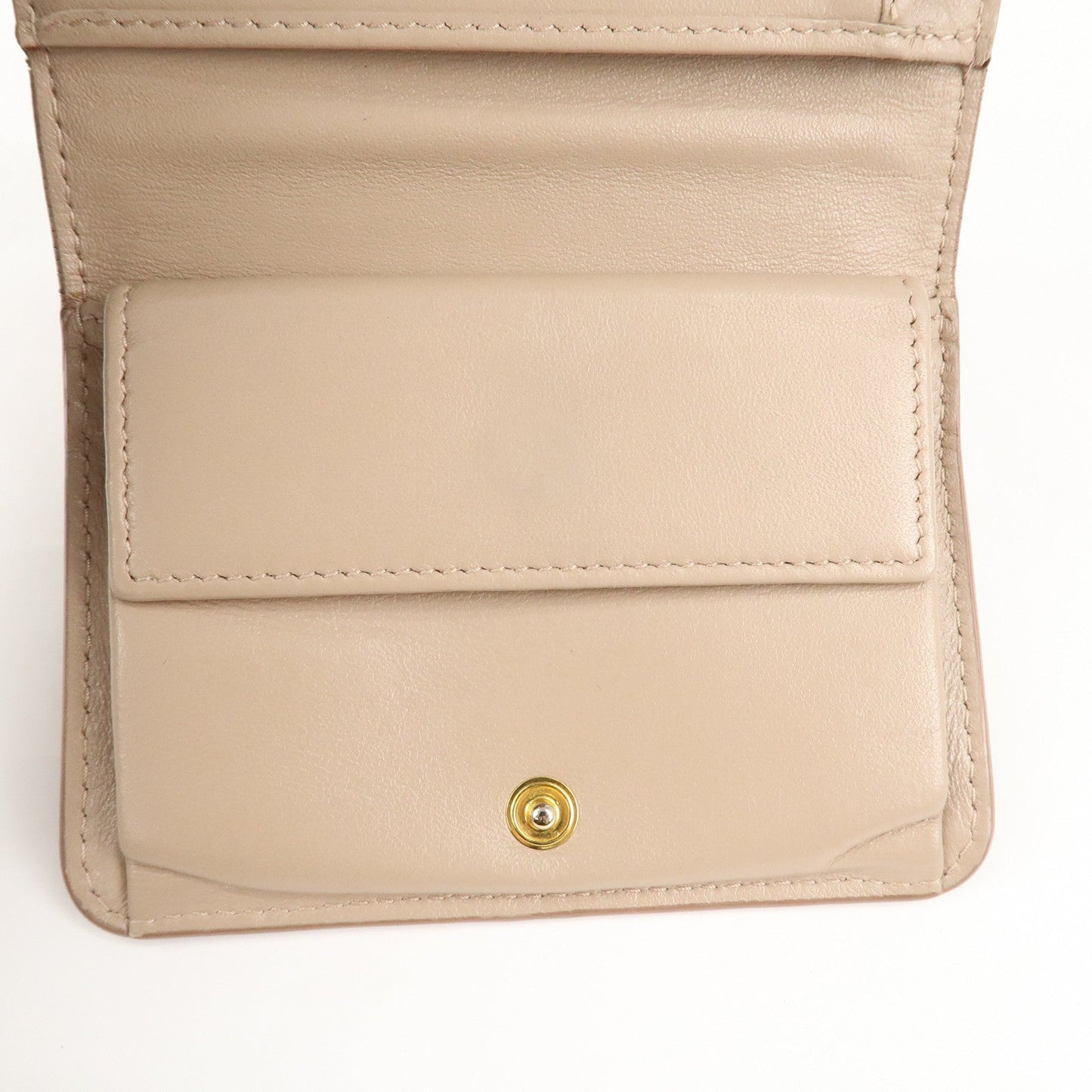 PRADA Saffiano Leather Trifold Compact Wallet Beige 1MH176  d