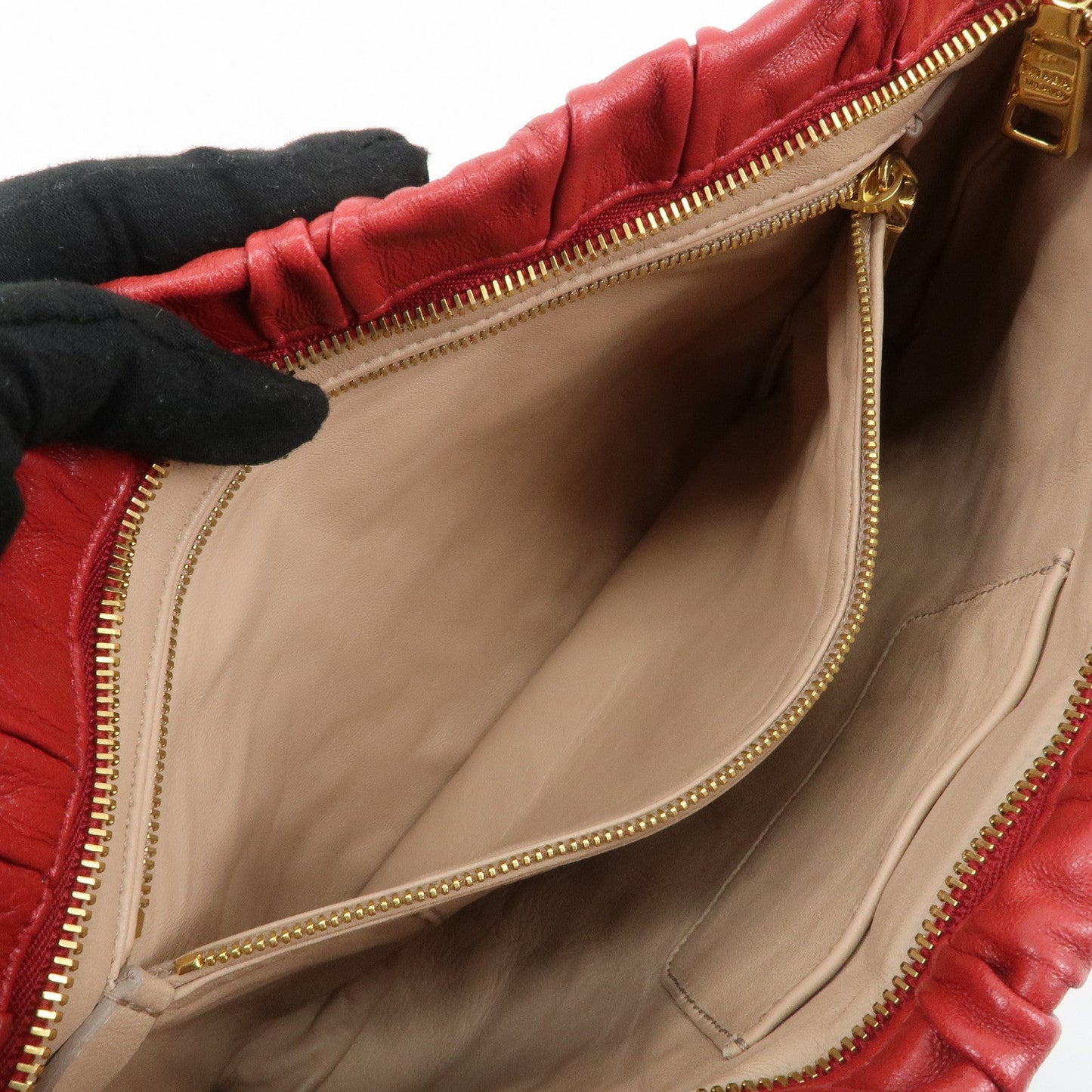 PRADA Leather Clutch Bag Red  d