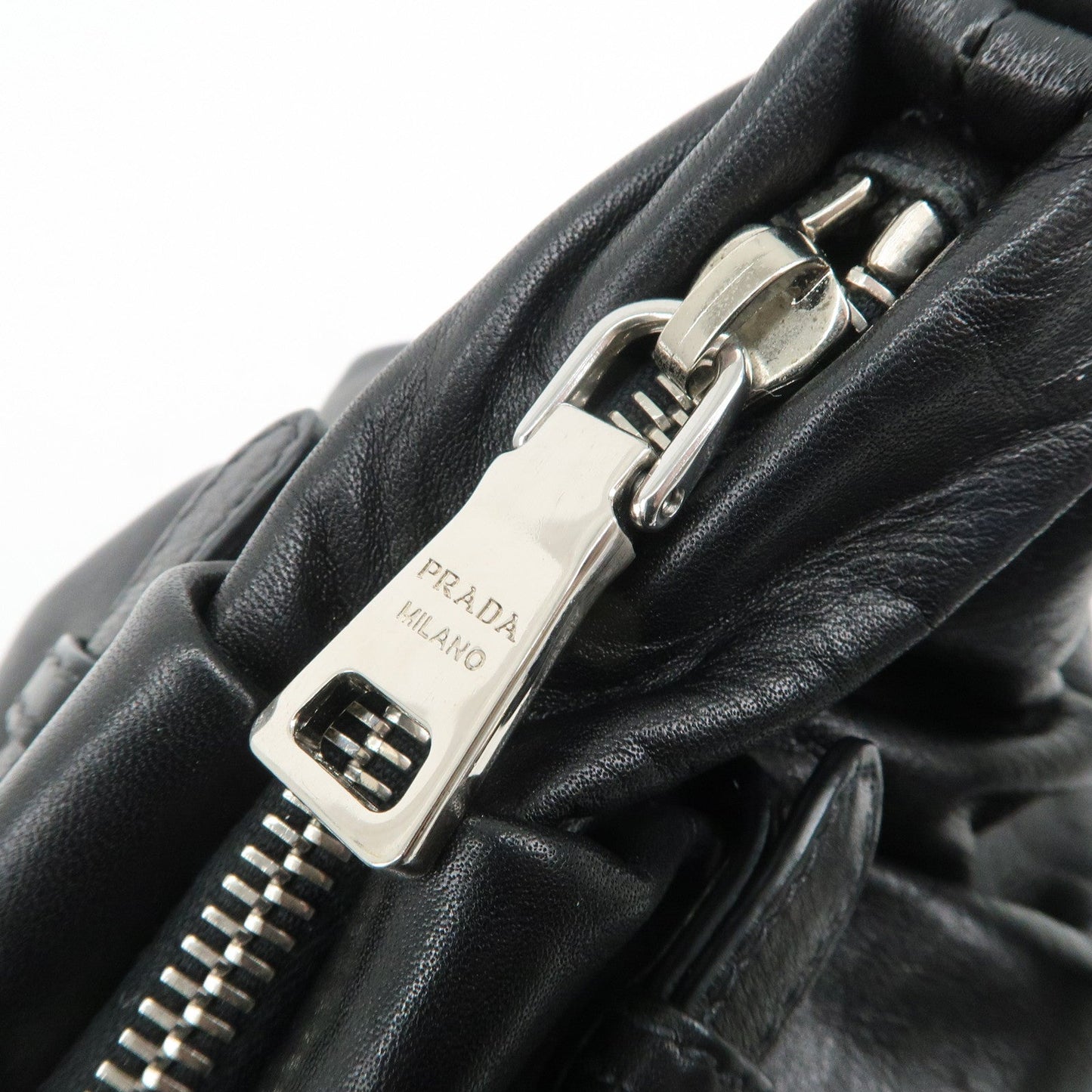 PRADA Soft Calf Leather Shoulder Bag Black BR3795  d