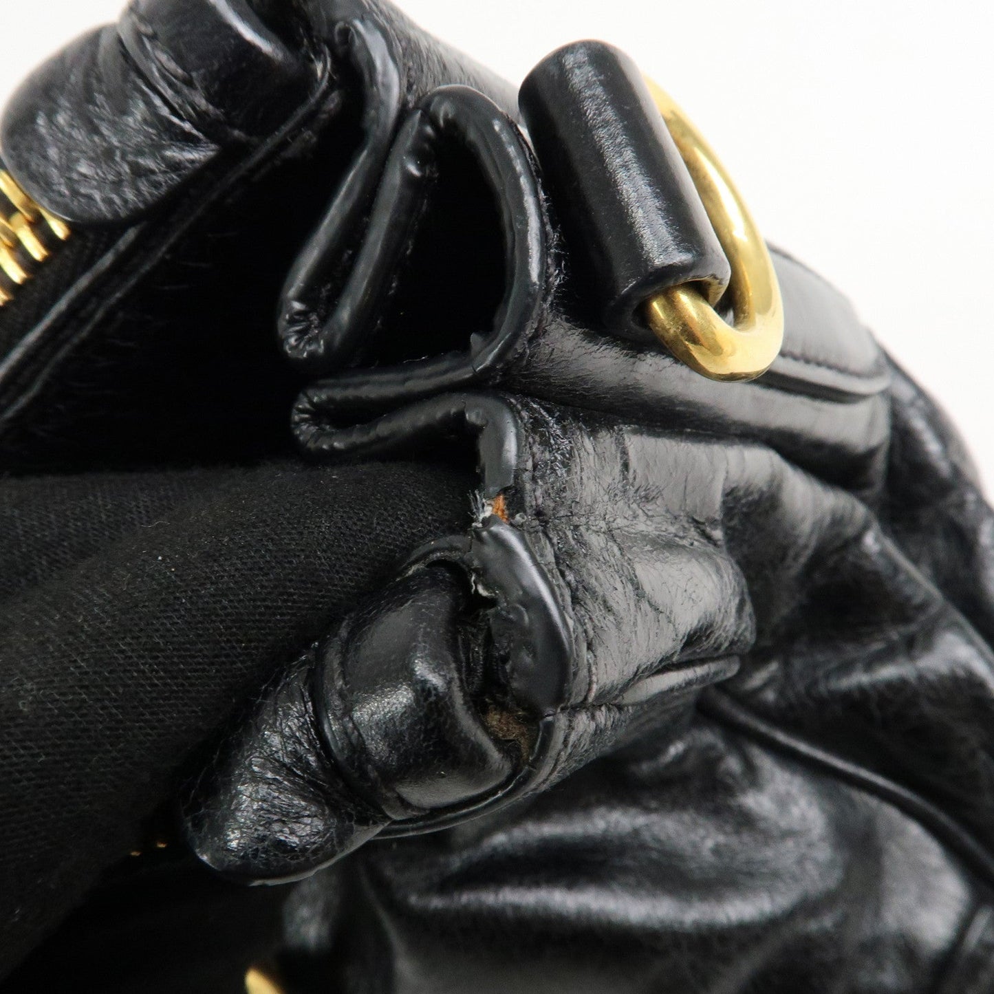 PRADA Leather 2Way Hand Bag Shoulder Bag Black BN2324  d