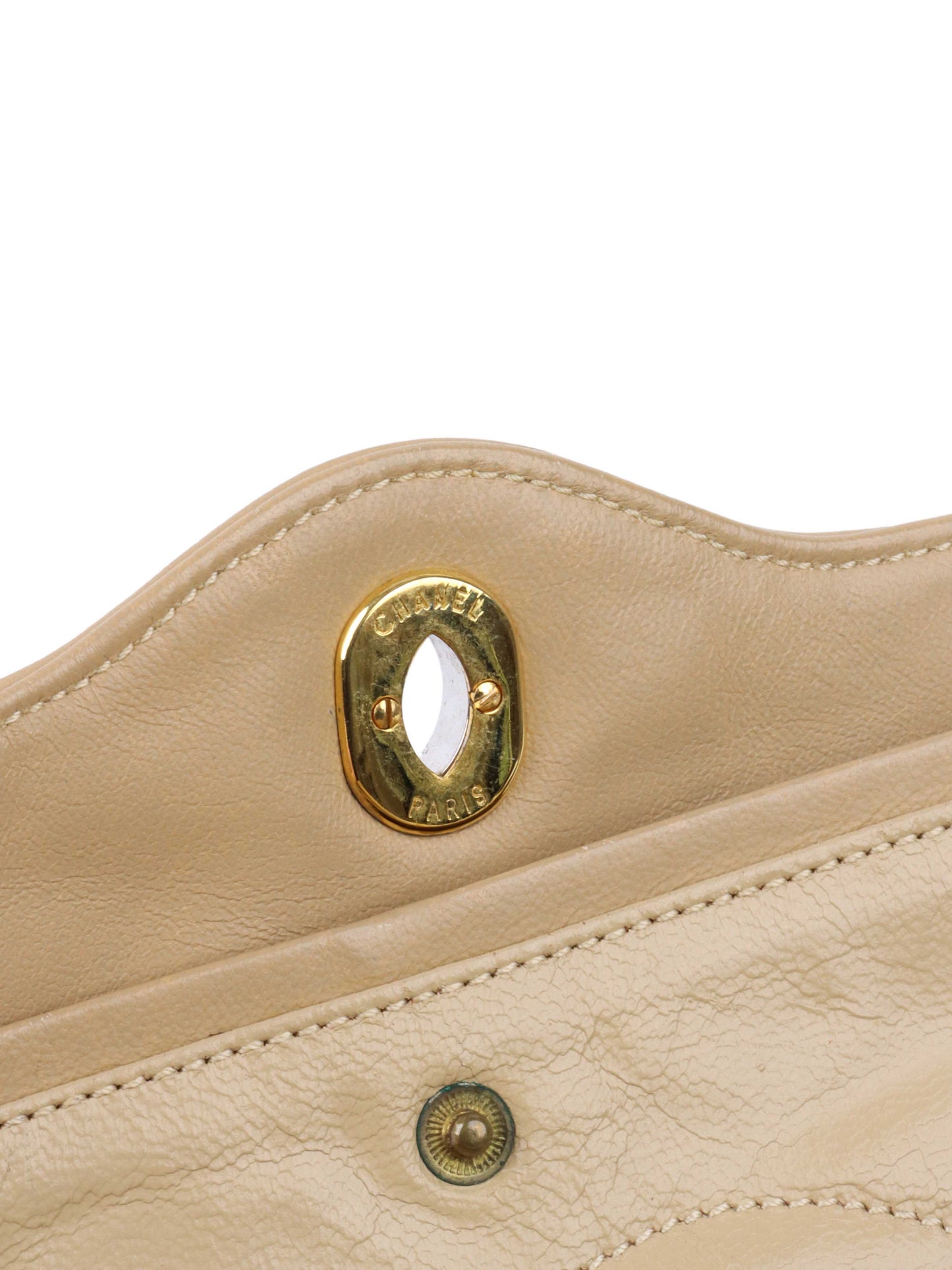 Chanel   Two Toned Beige Flap Bag.